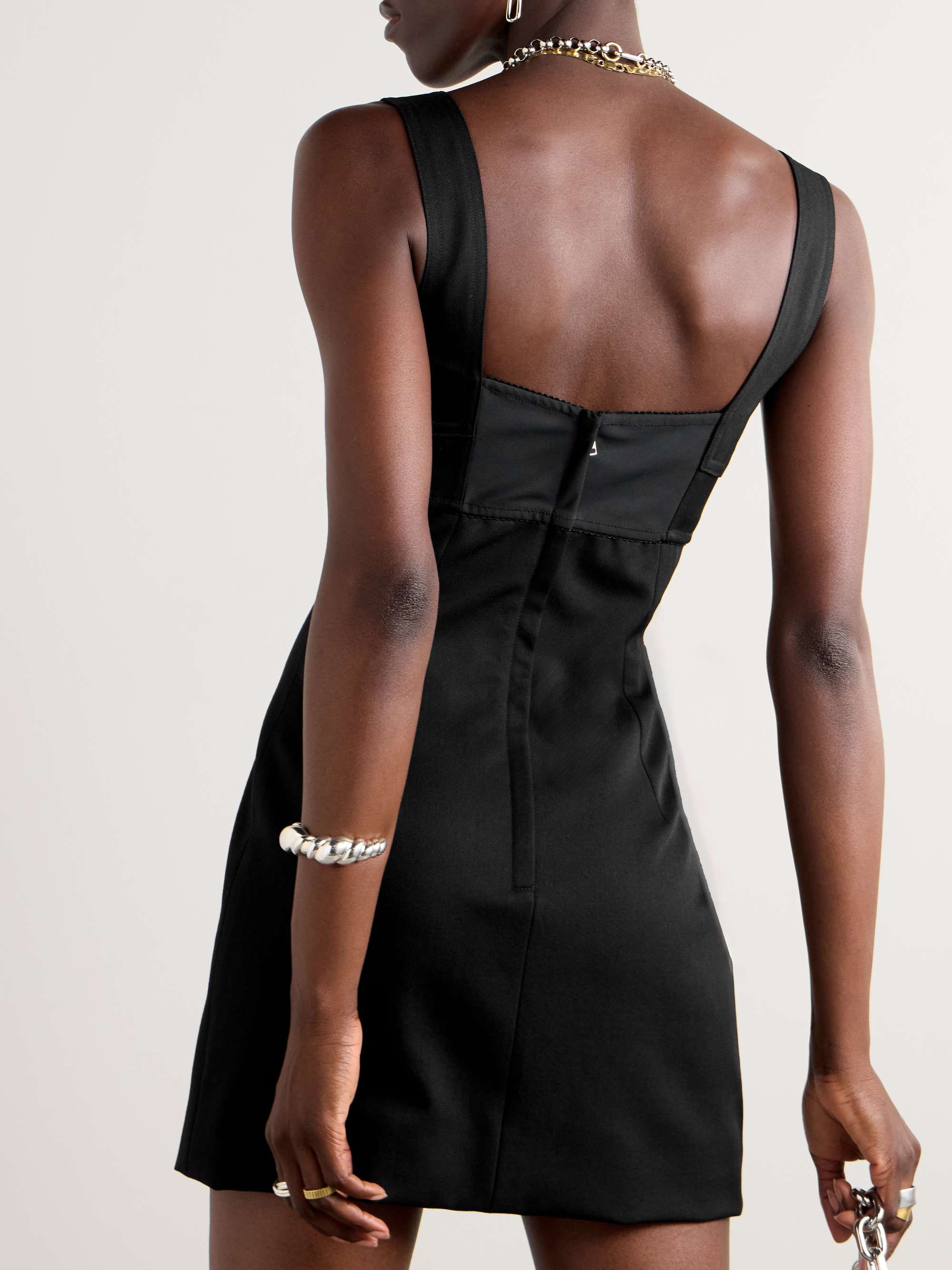 Scalloped wool-blend gabardine mini corset dress view