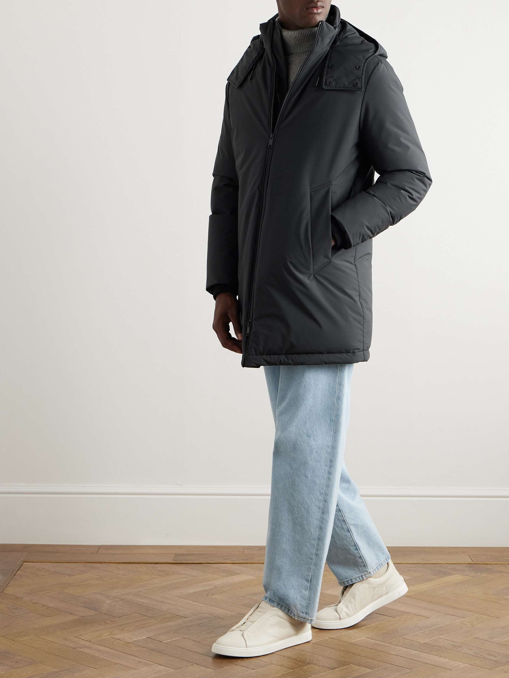 Quilted Padded Shell Hooded Down Jacket view