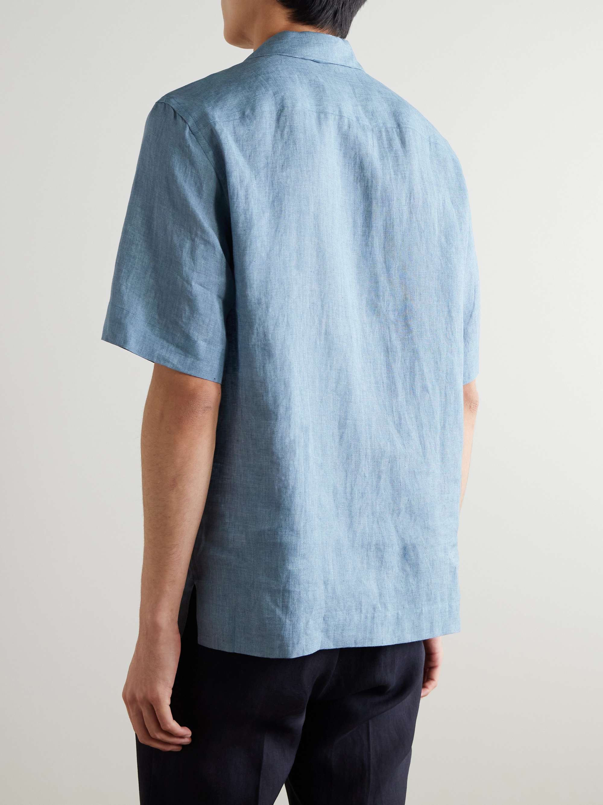 Convertible-Collar Linen Shirt view