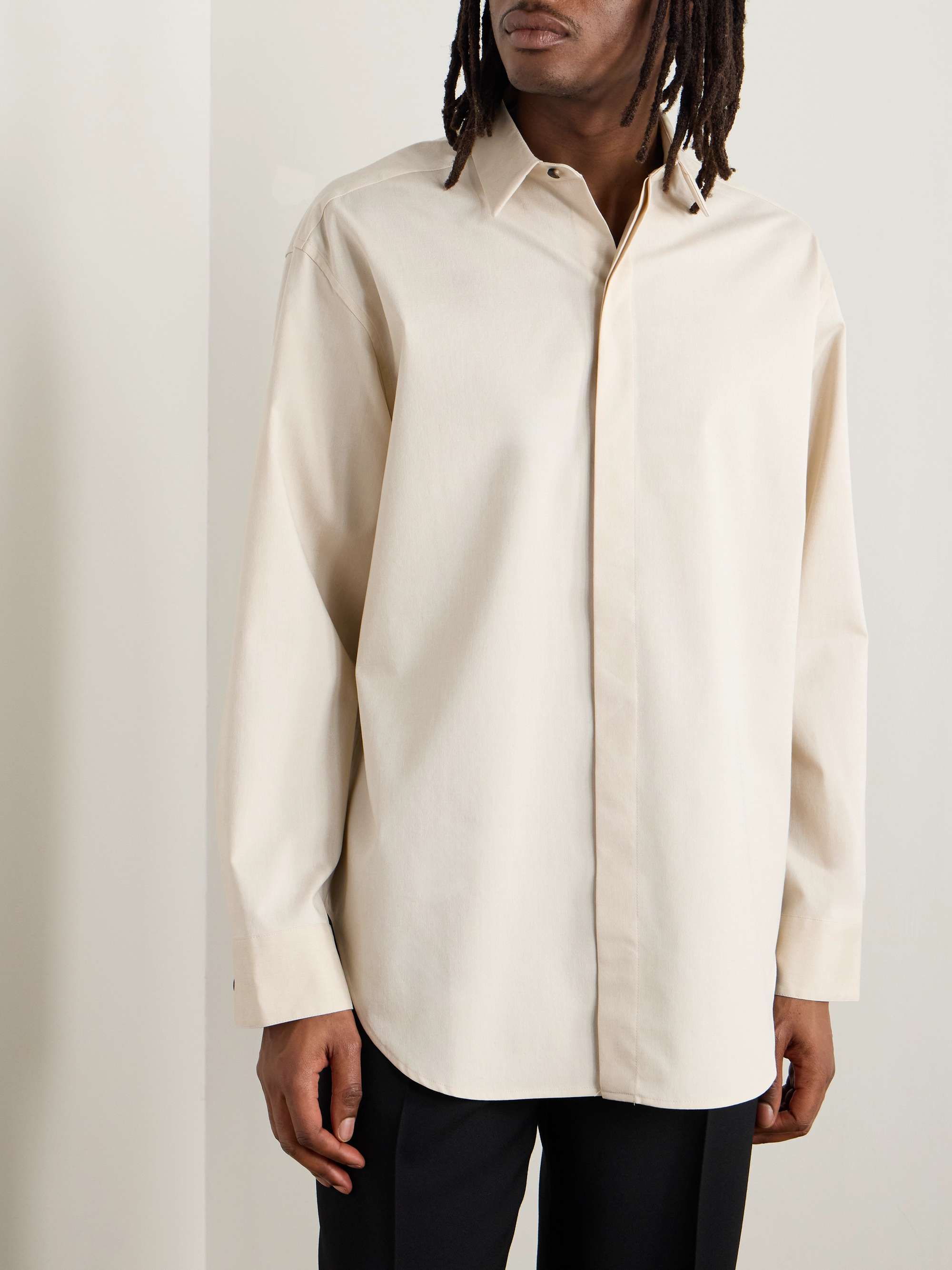 Stretch Cotton and Wool-Blend Oxford Shirt view