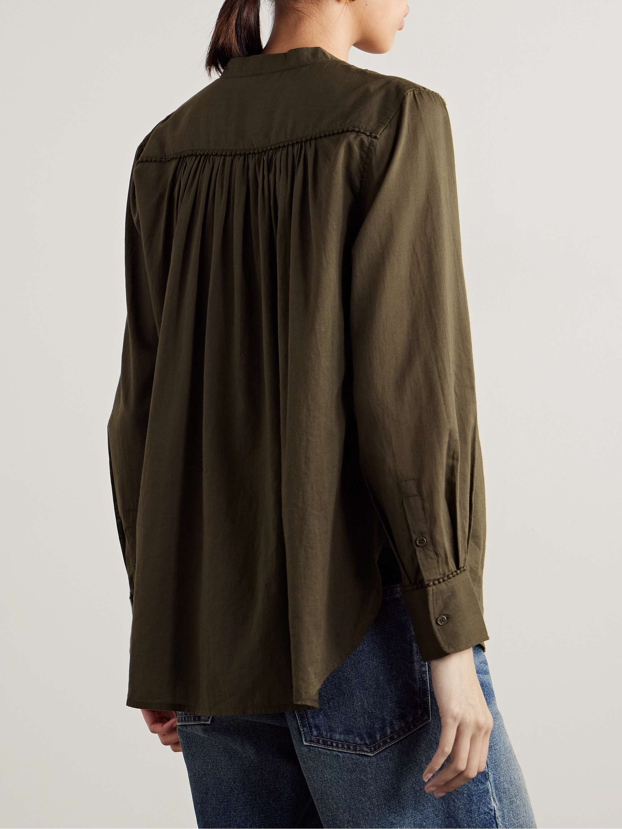 Clarys embroidered gathered cotton-voile top view