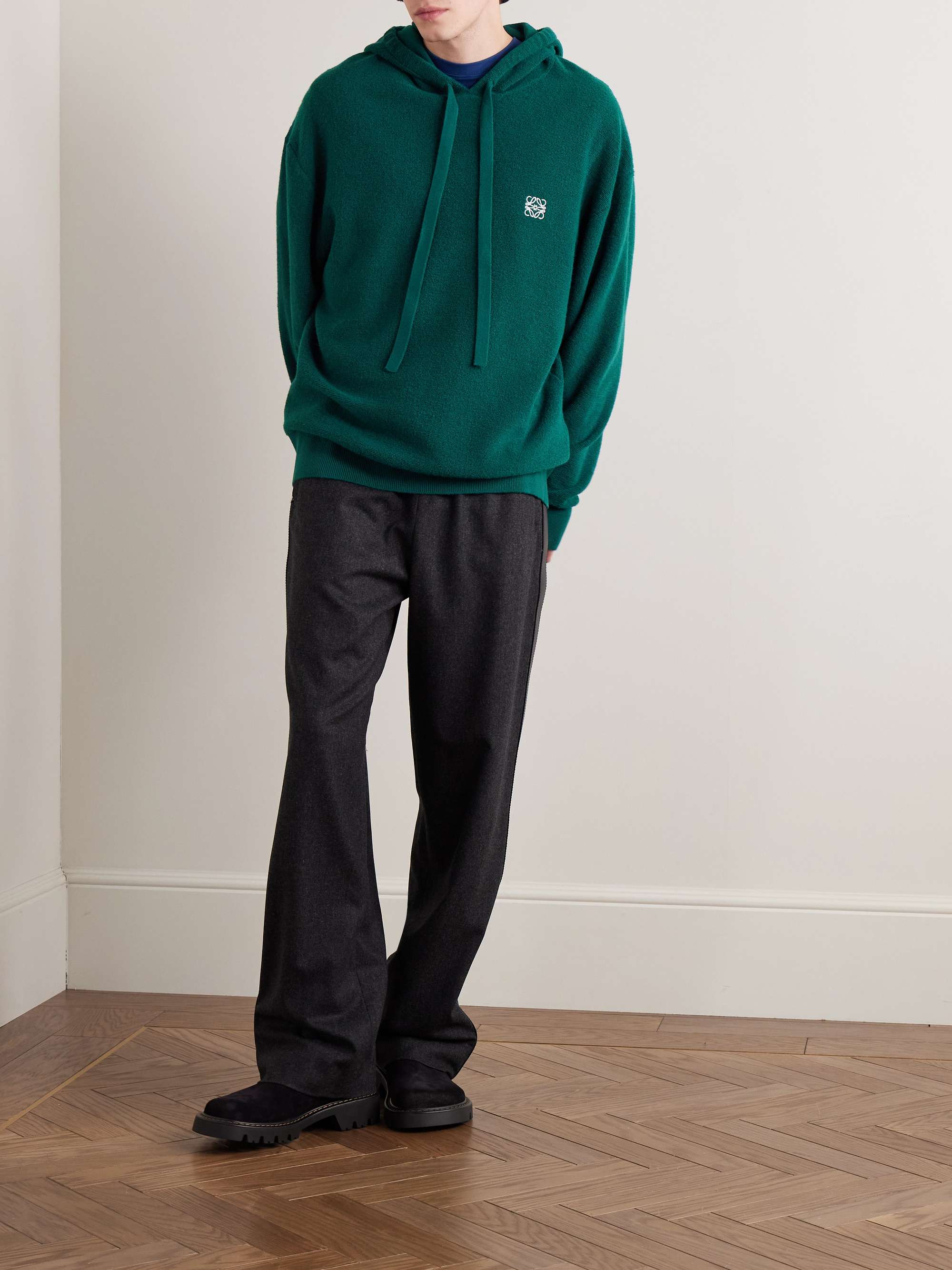 Logo-Embroidered Wool-Terry Hoodie view