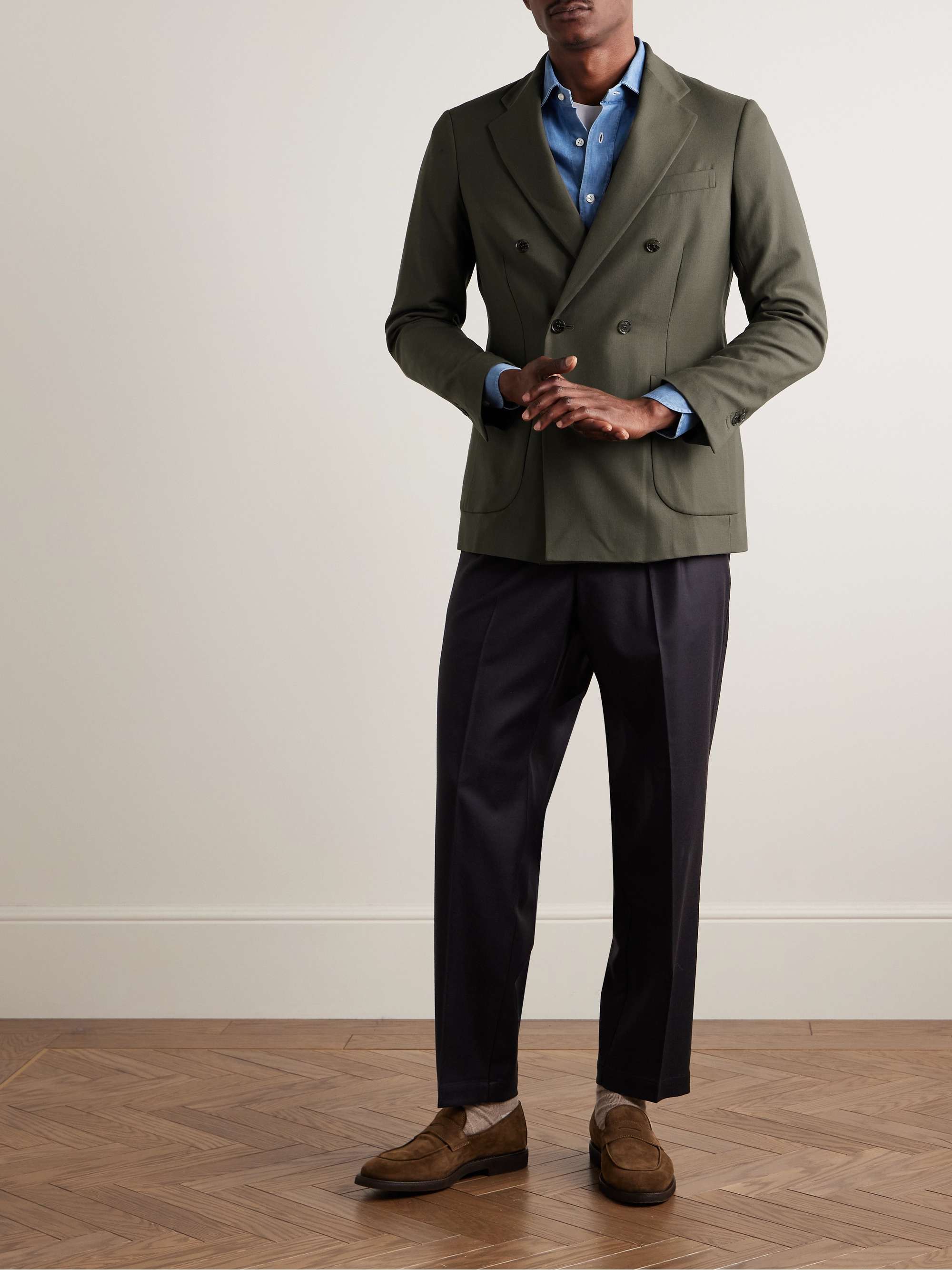 Lloyd Slim-Fit Double-Breasted Worsted Virgin Wool-Blend Twill Blazer view