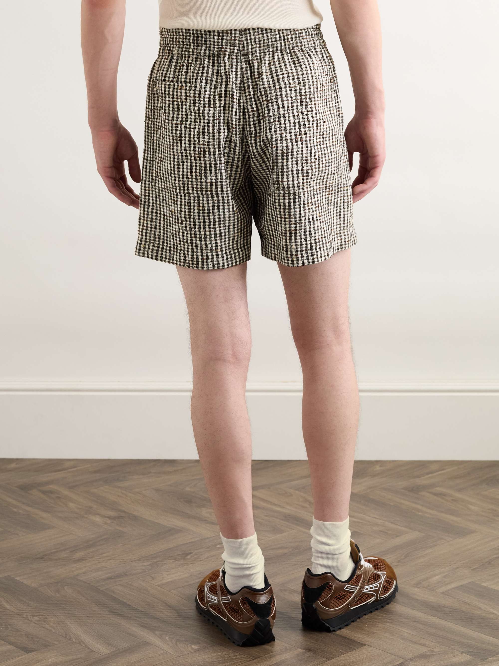 Straight-Leg Checked Woven Shorts view