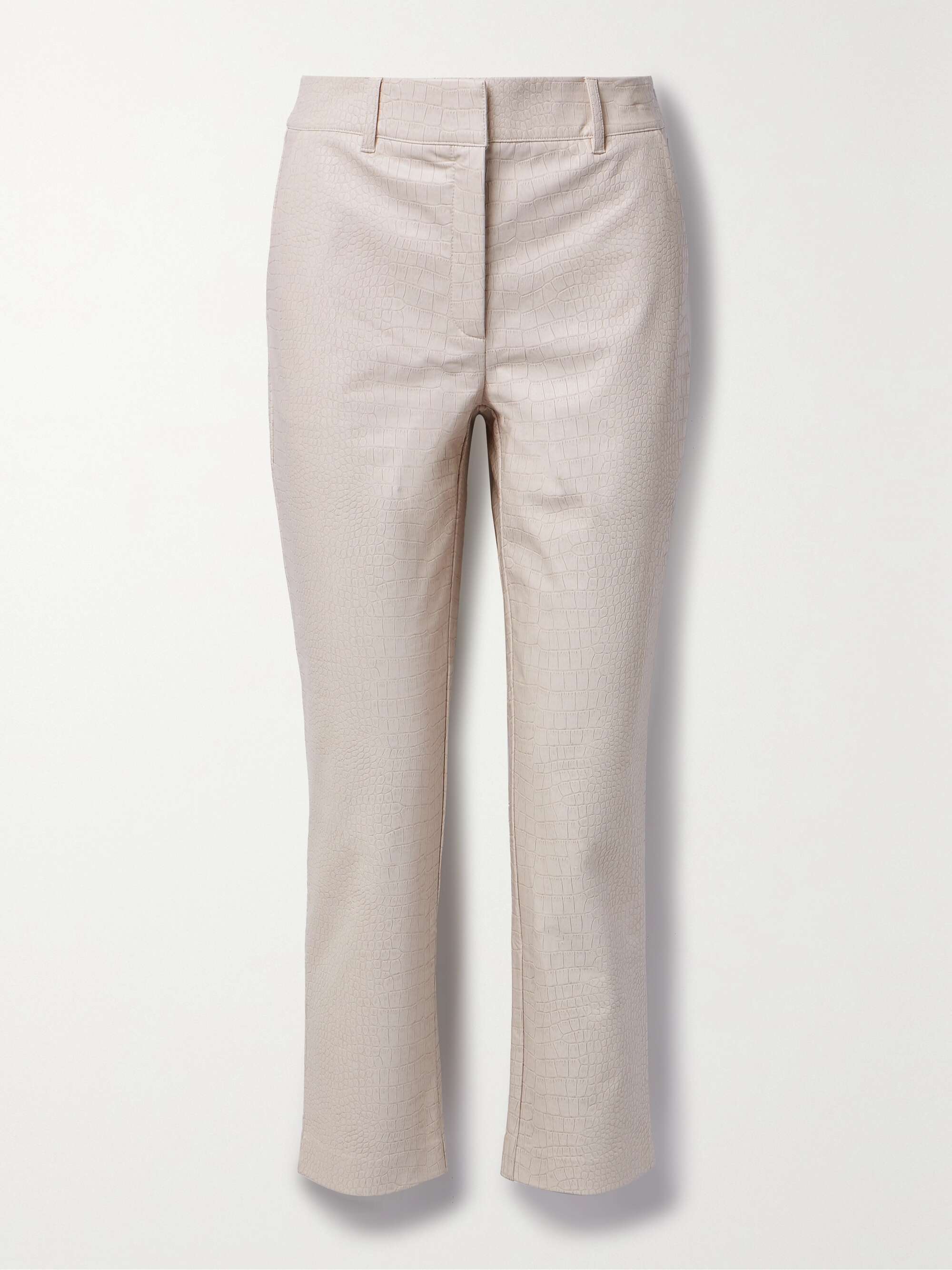 Croc-effect faux leather straight-leg pants view