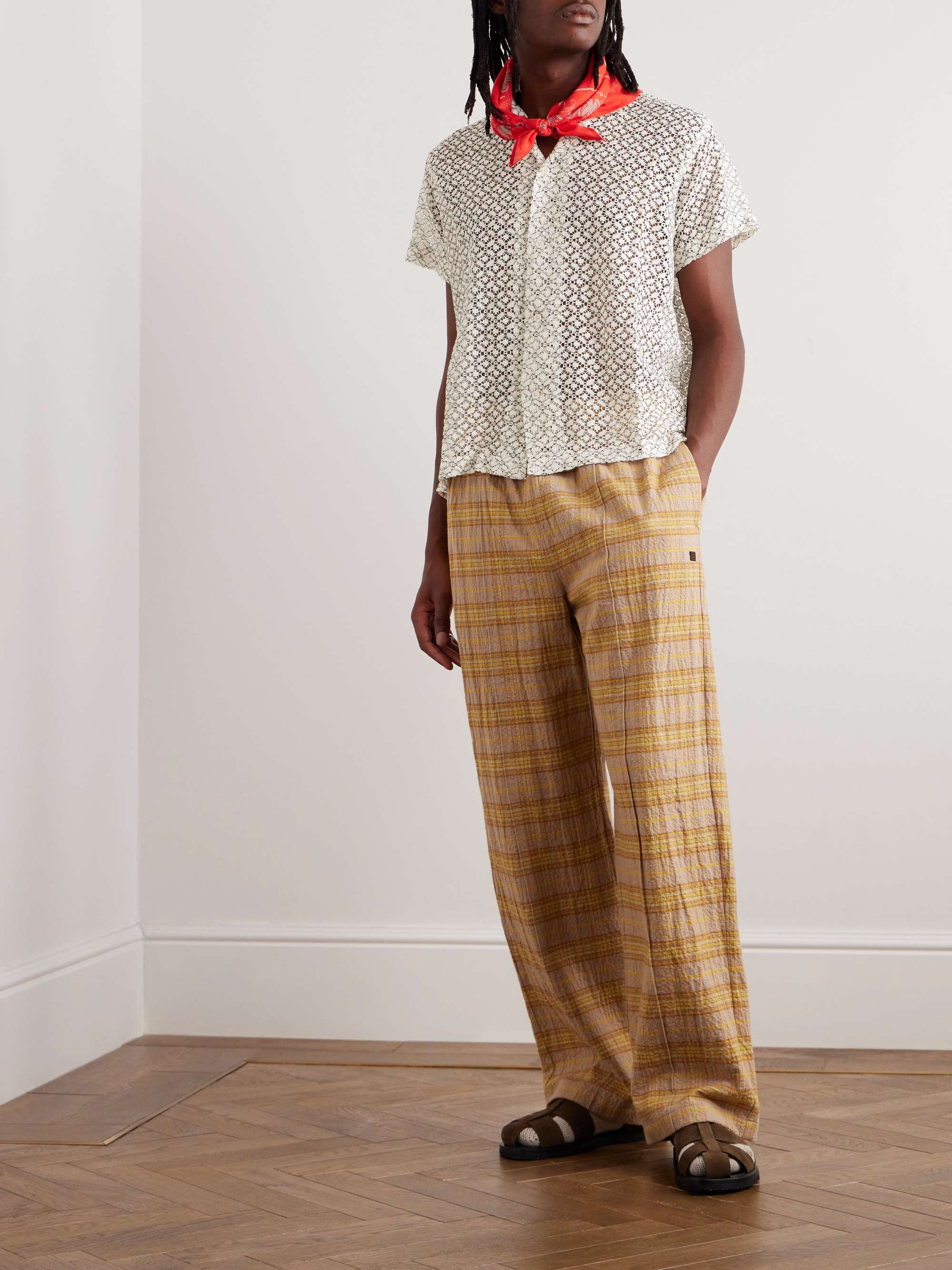 Camp-Collar Cotton-Blend Lace Shirt view