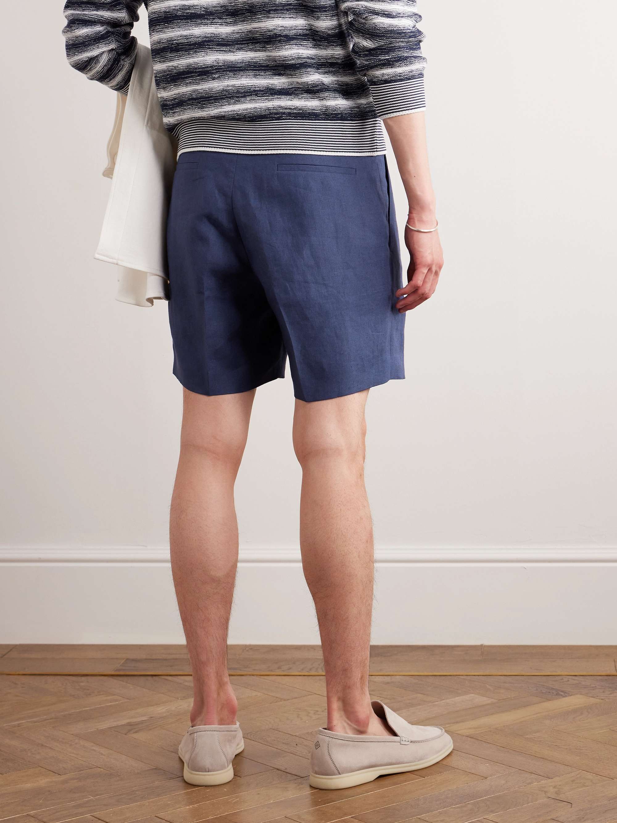 Honiara Straight-Leg Pleated Linen Bermuda Shorts view