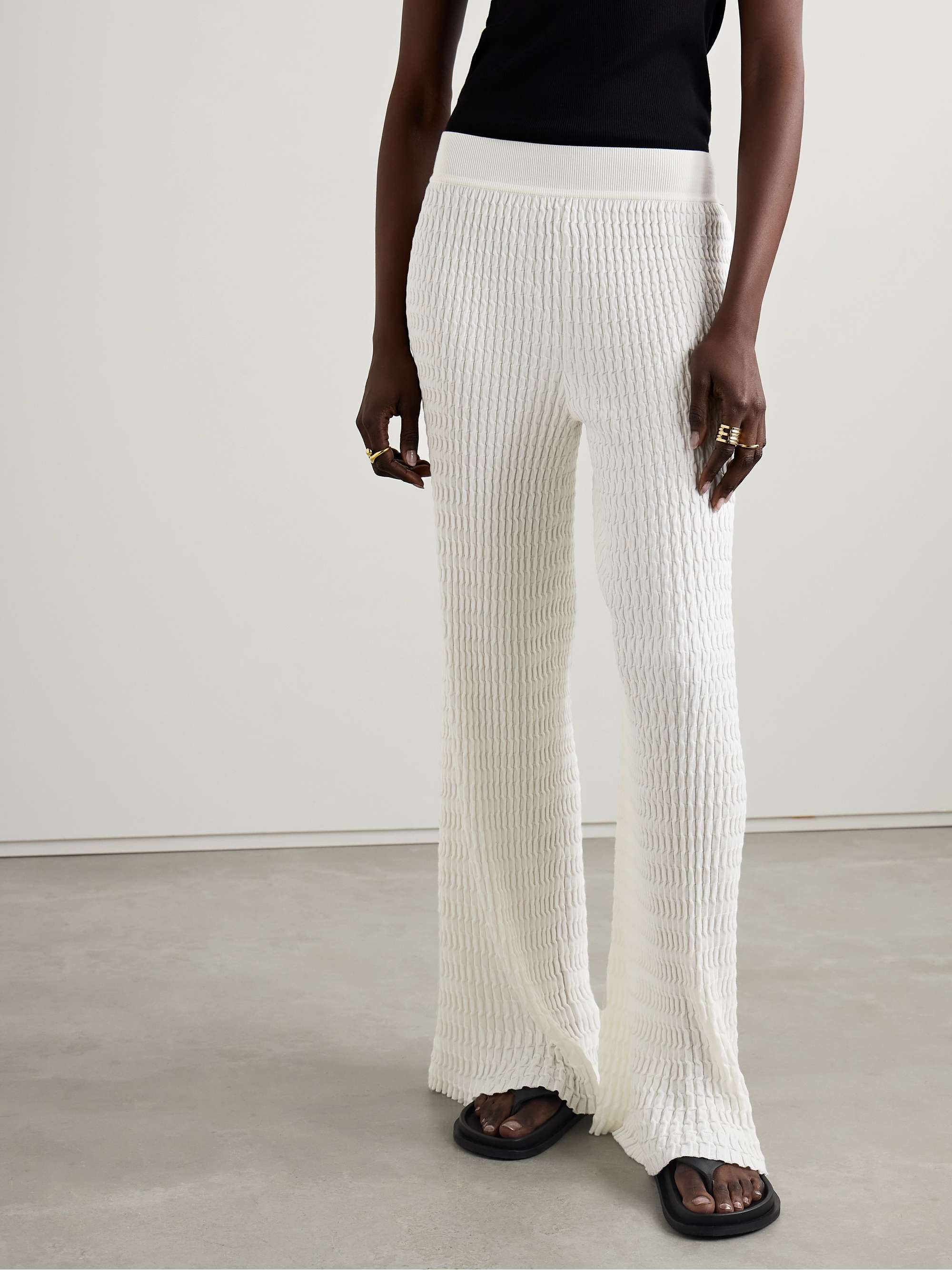 Ribbed cotton wide-leg pants view
