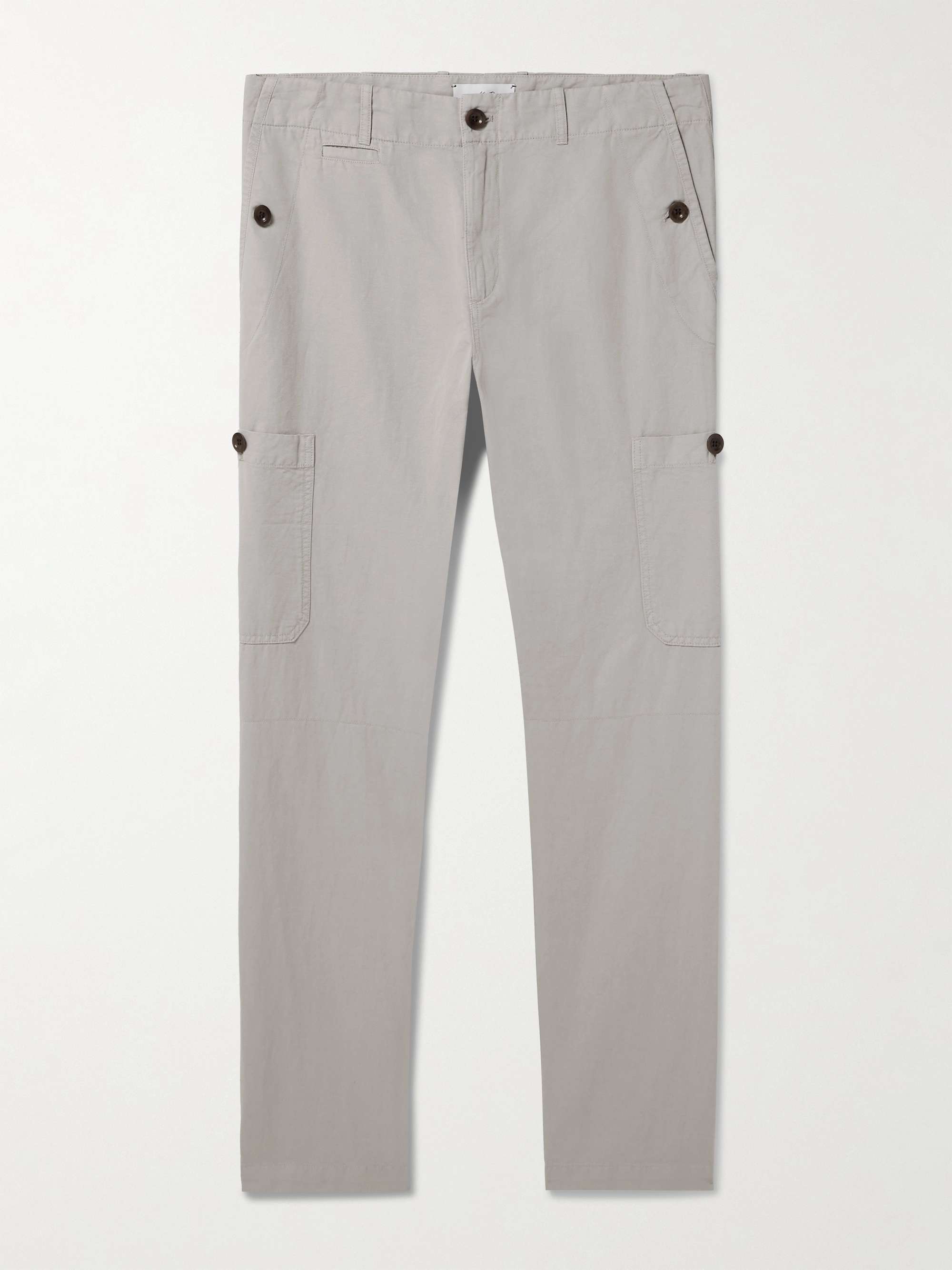 Samuel Straight-Leg Garment-Dyed Cotton-Twill Cargo Trousers view