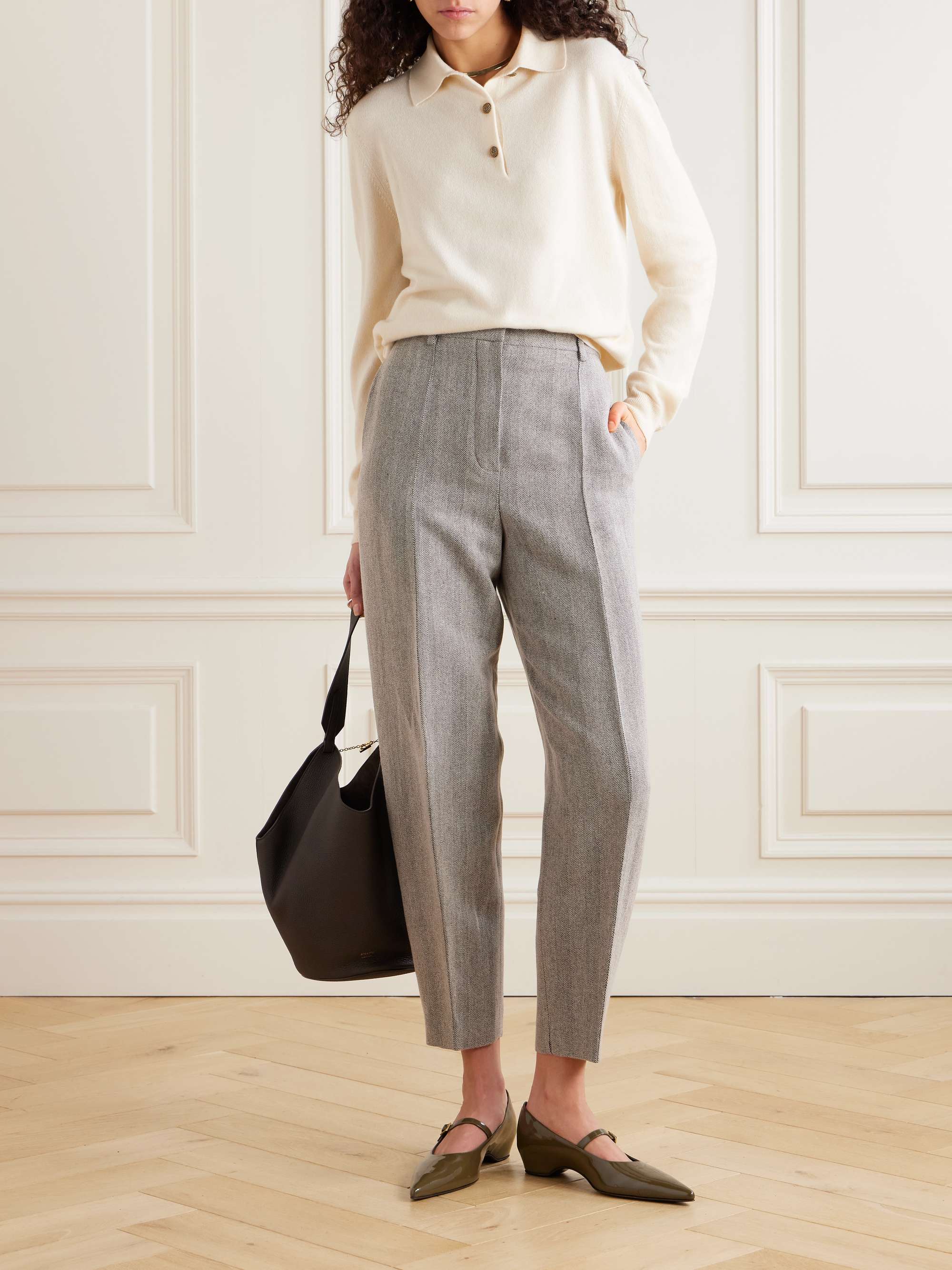 Dan cropped linen, wool and cashmere-blend tapered pants view