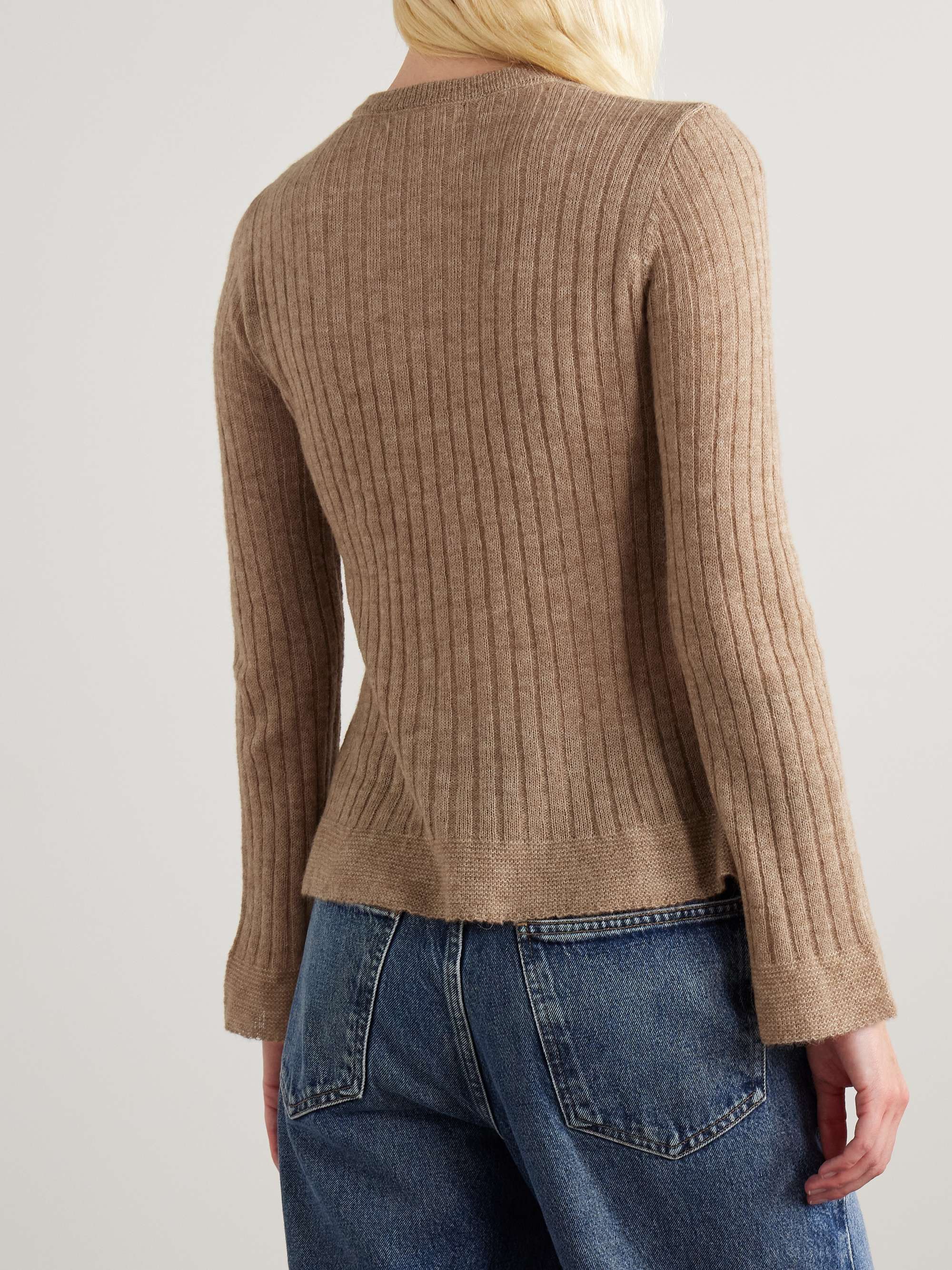 Magda pompom-detailed ribbed alpaca-blend sweater view