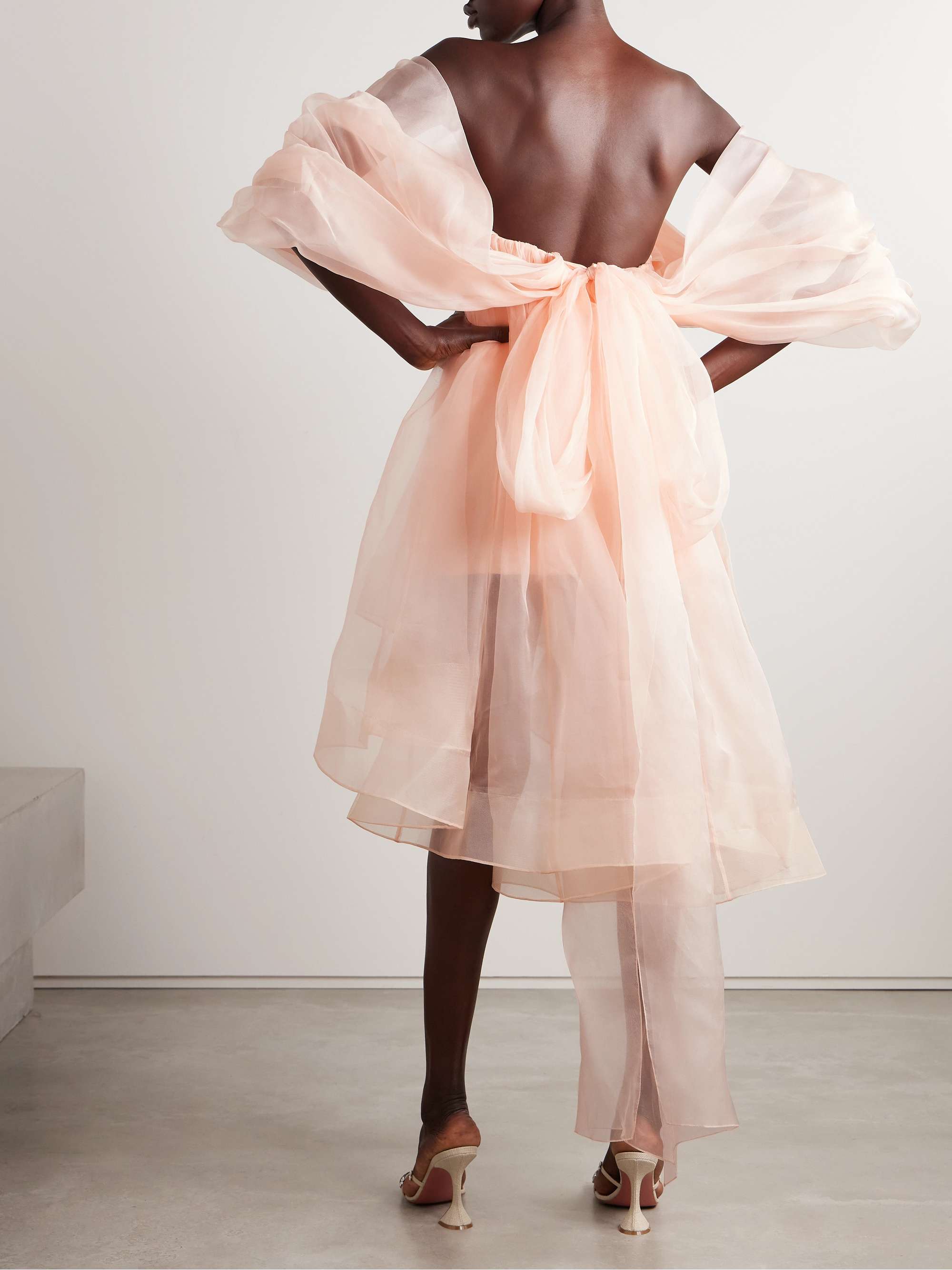 Crush strapless gathered silk-organza mini dress view