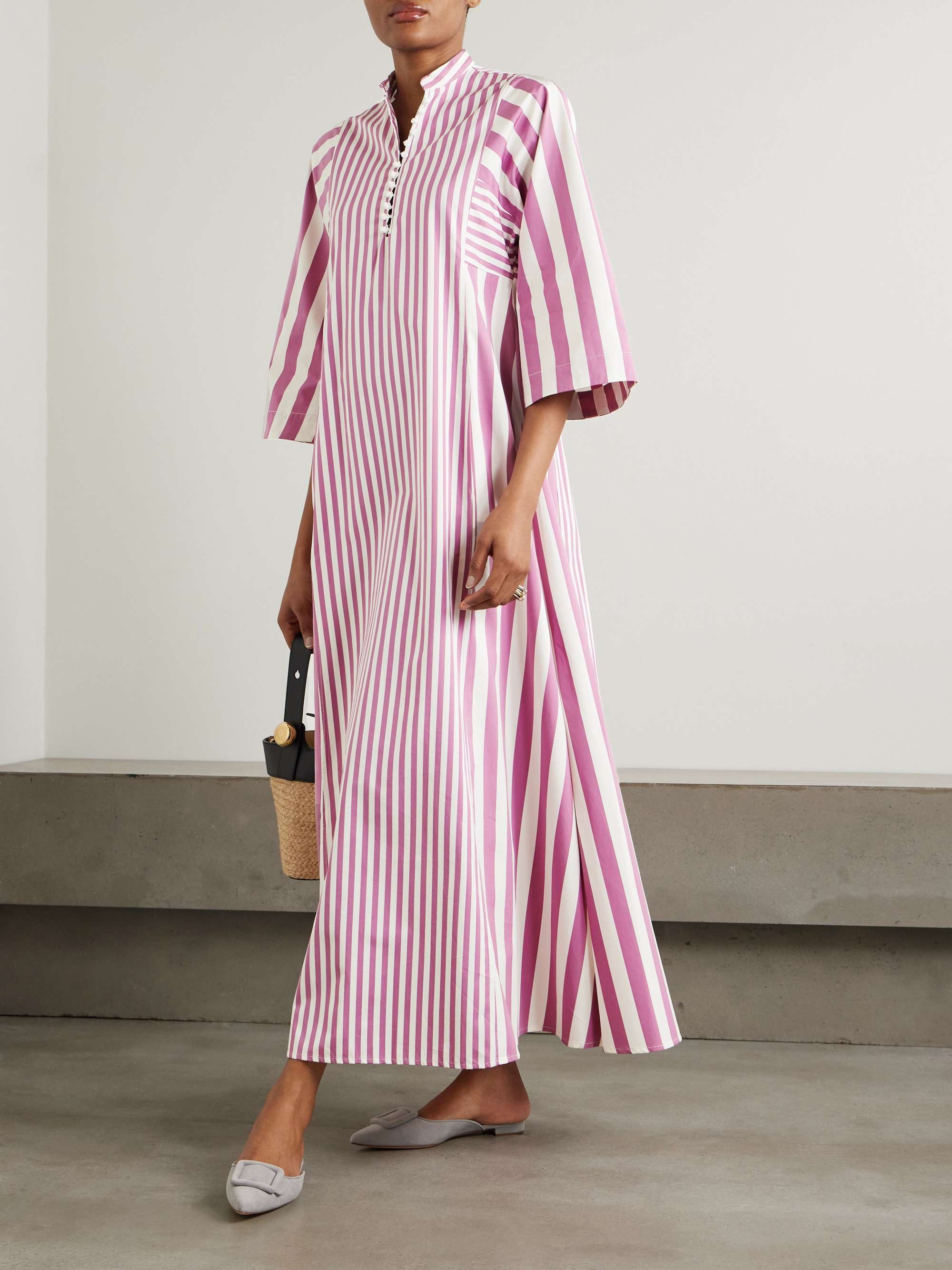 Rachel striped cotton-poplin kaftan view