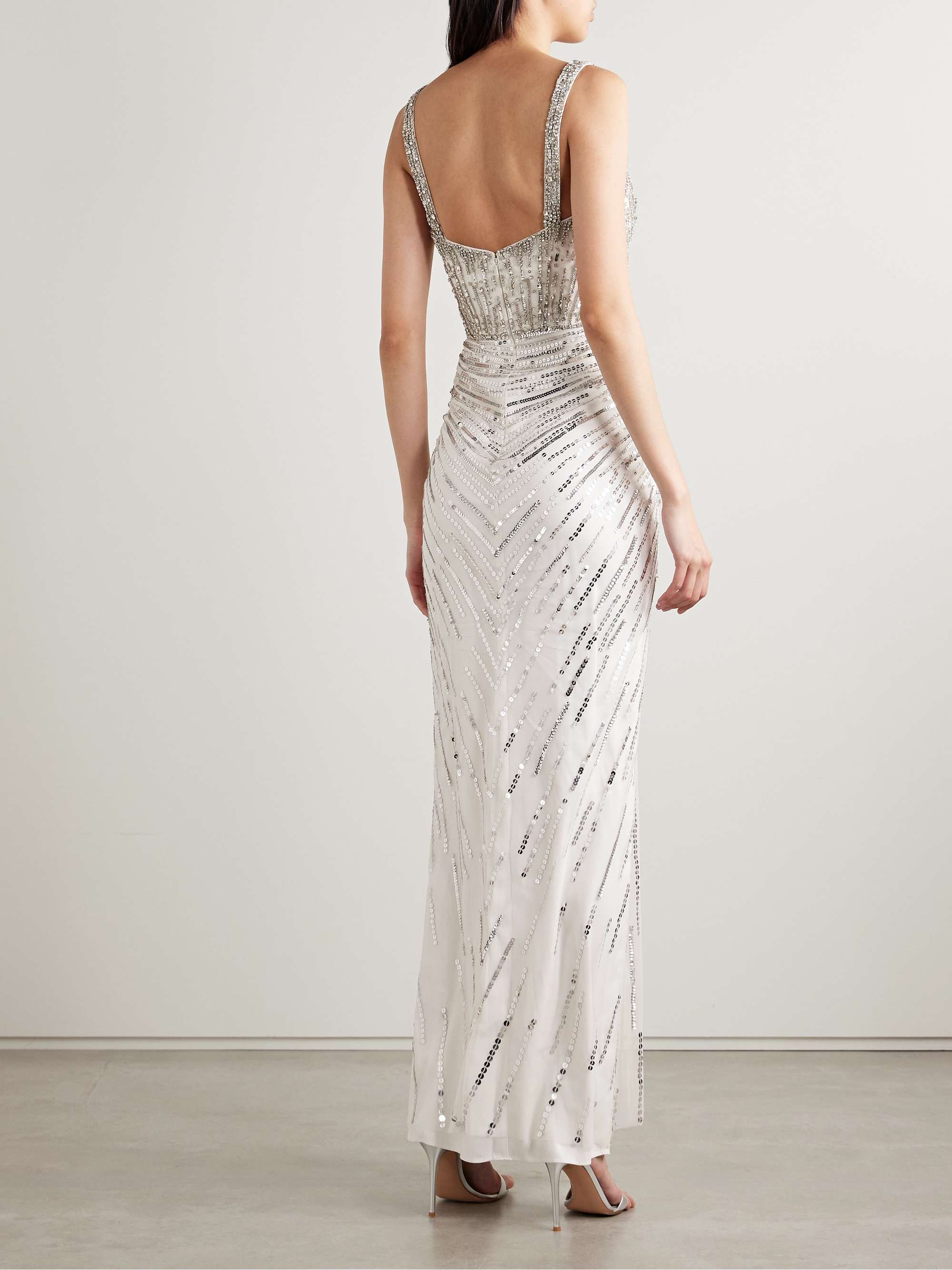 Chrissy draped embellished tulle gown view