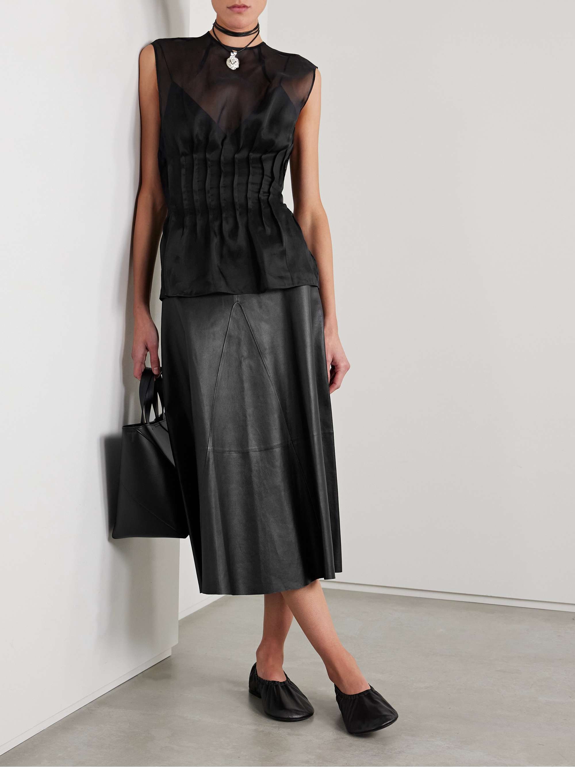 Selina leather midi skirt view