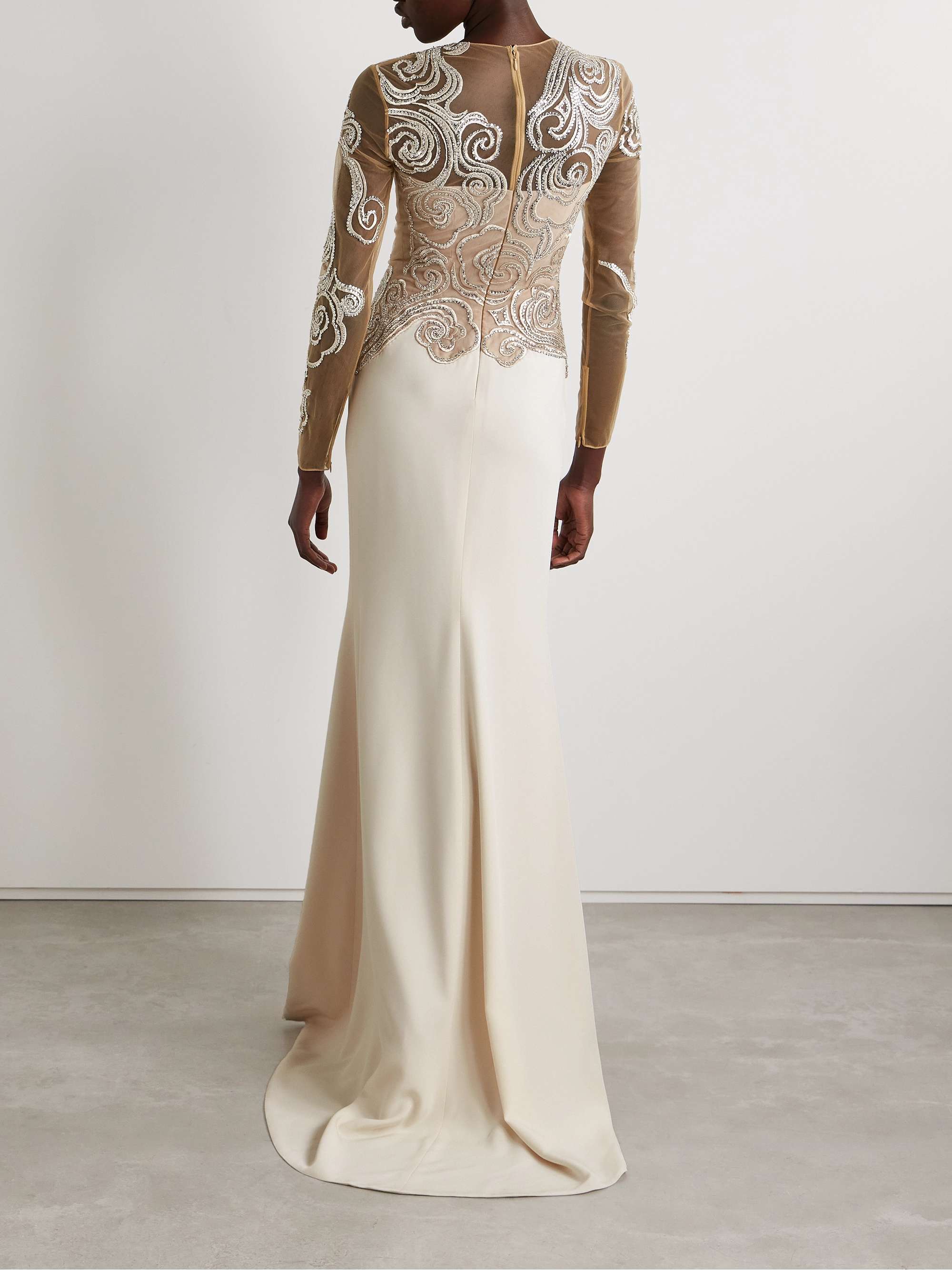 Crystal-embellished tulle and faille gown view
