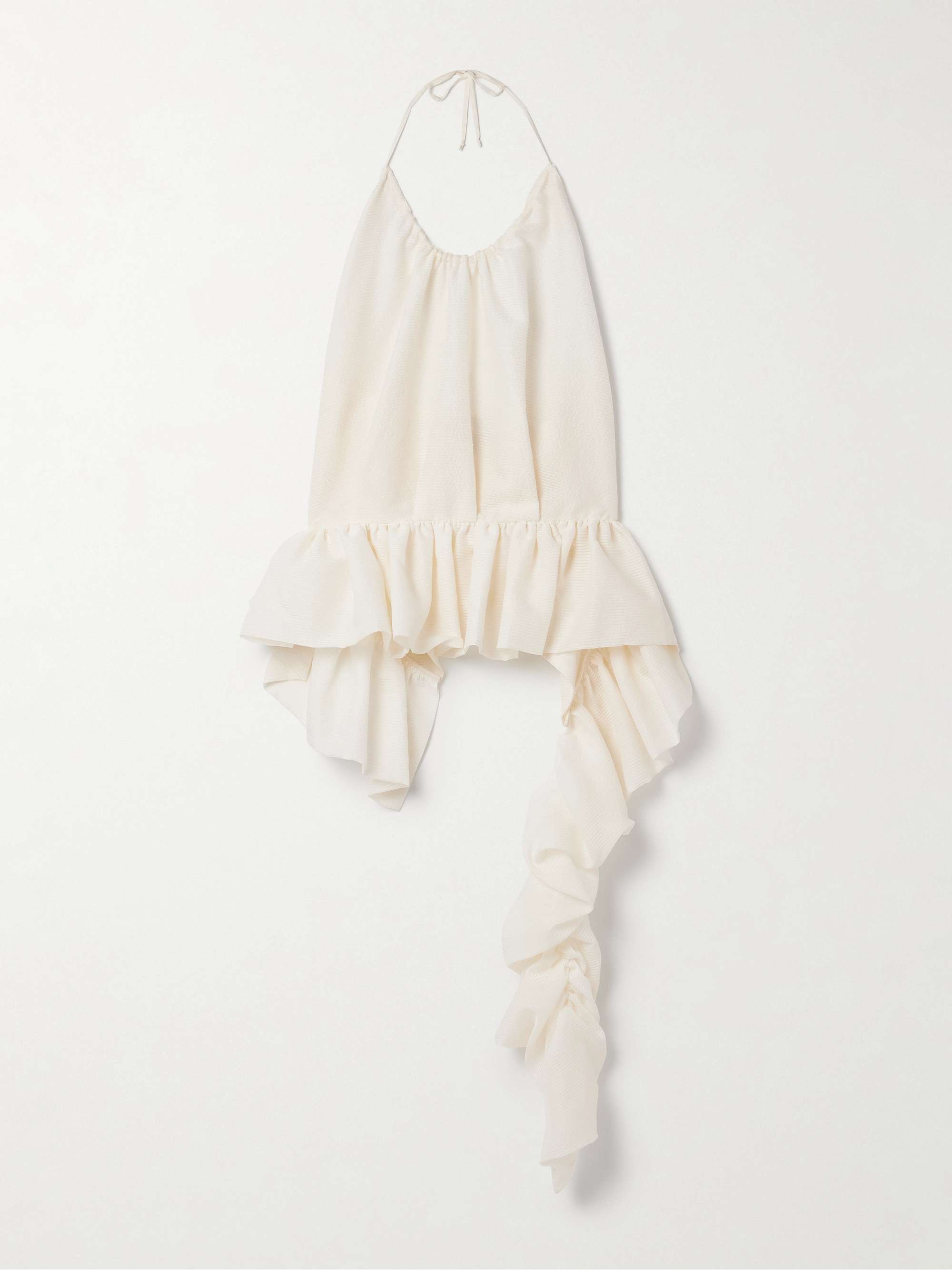Tamara crepe peplum halterneck top view