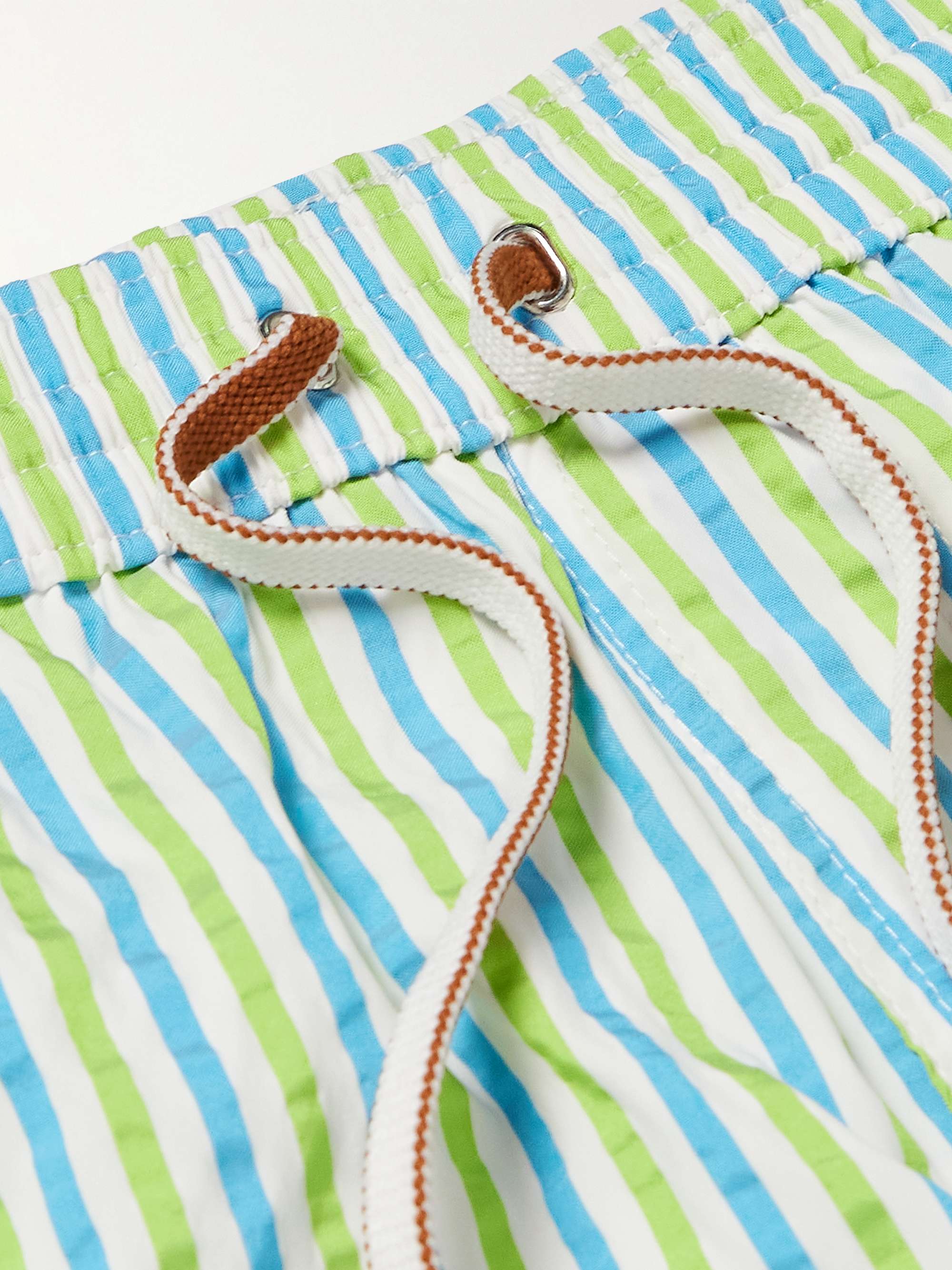 Bay Straight-Leg Mid-Length Striped Seersucker Swim Shorts view
