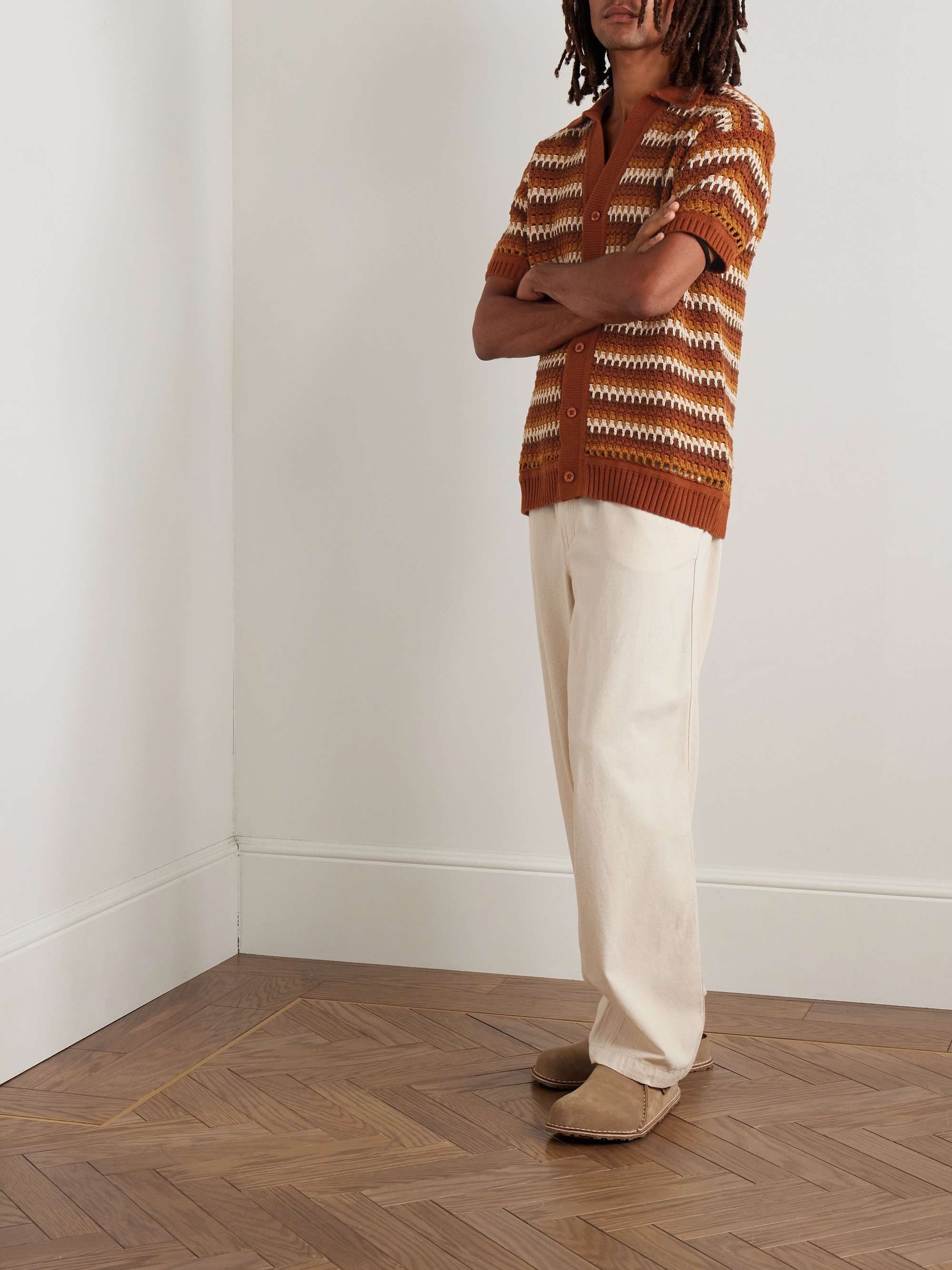 Pinto Striped Crocheted Cotton Shirt view