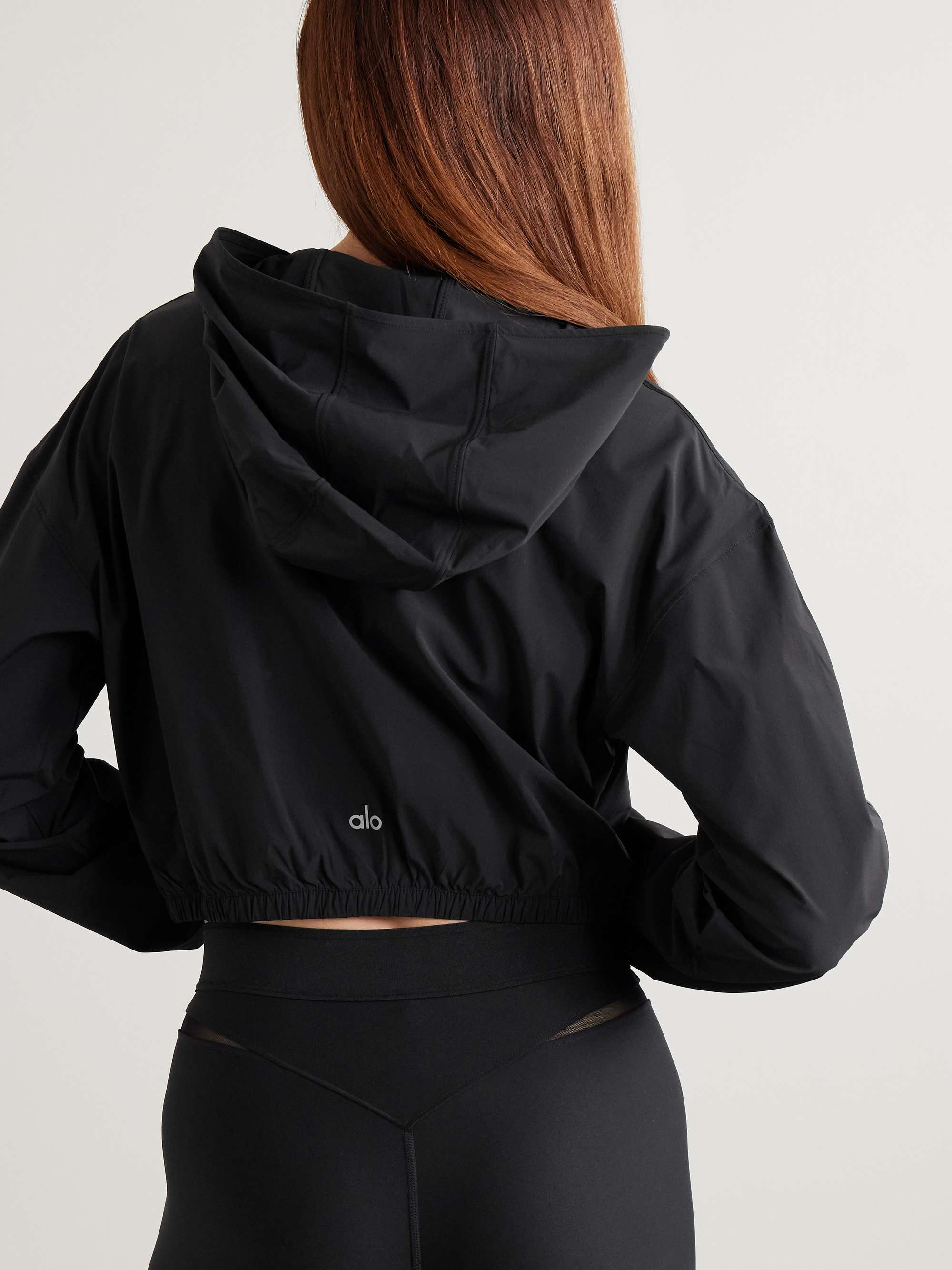 Effortless cropped stretch-shell hoodie view