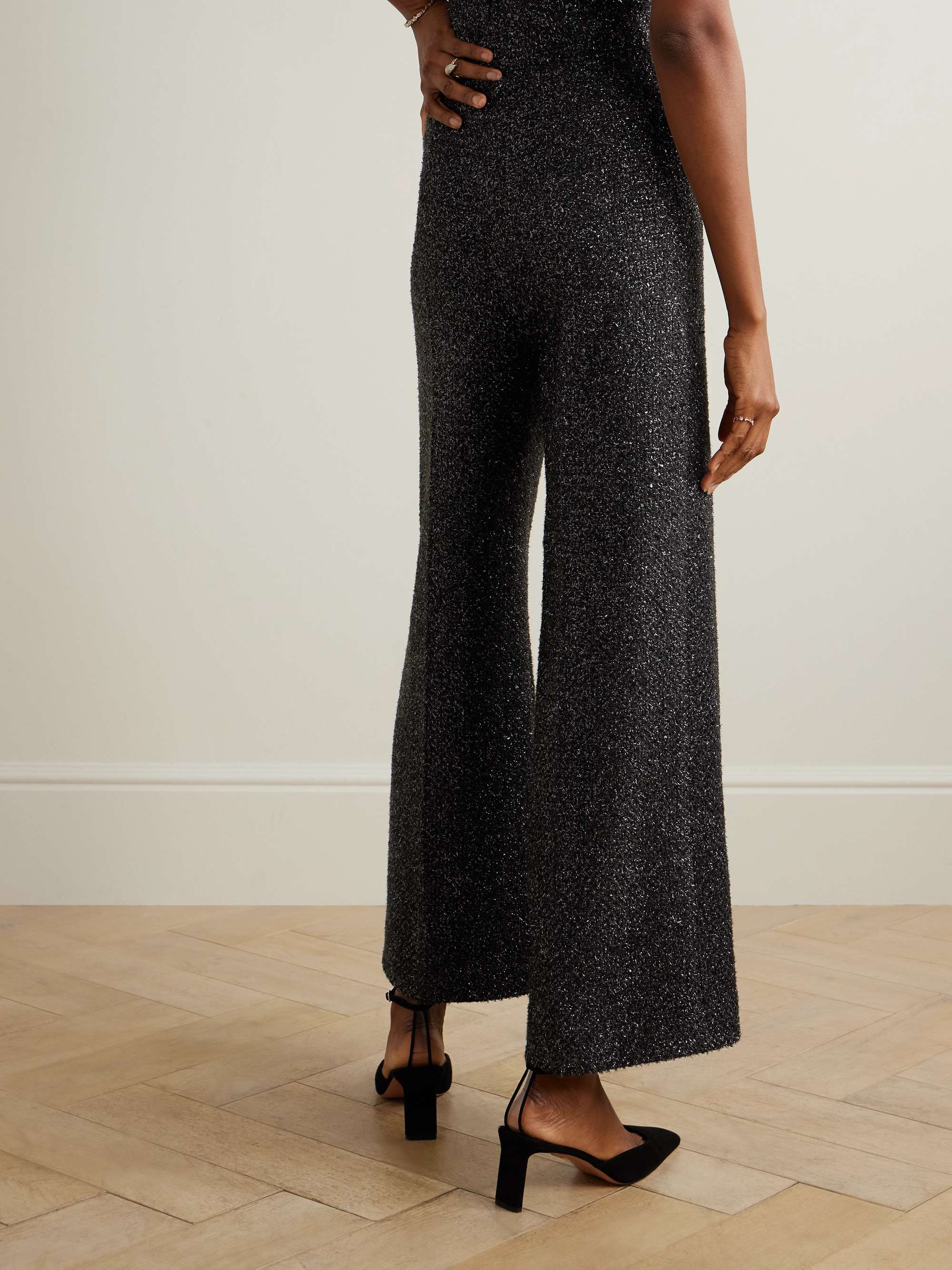 Daffy pleated metallic tweed wide-leg pants view