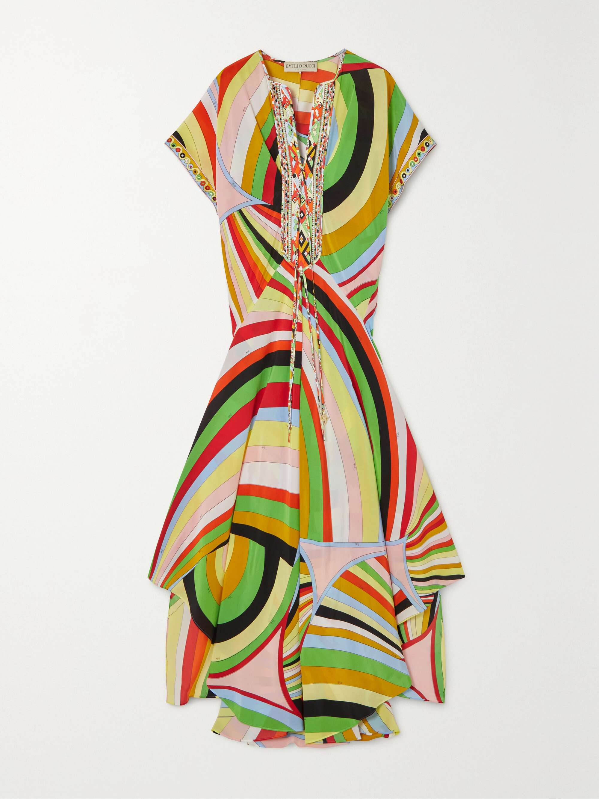 Asymmetric printed silk-satin maxi dress view