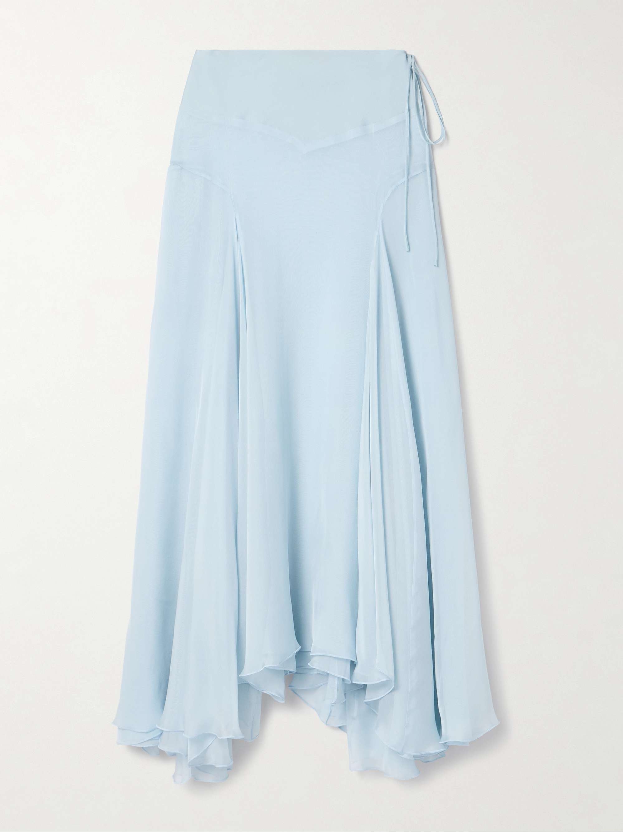 Alyse asymmetric pleated silk-chiffon maxi wrap skirt view