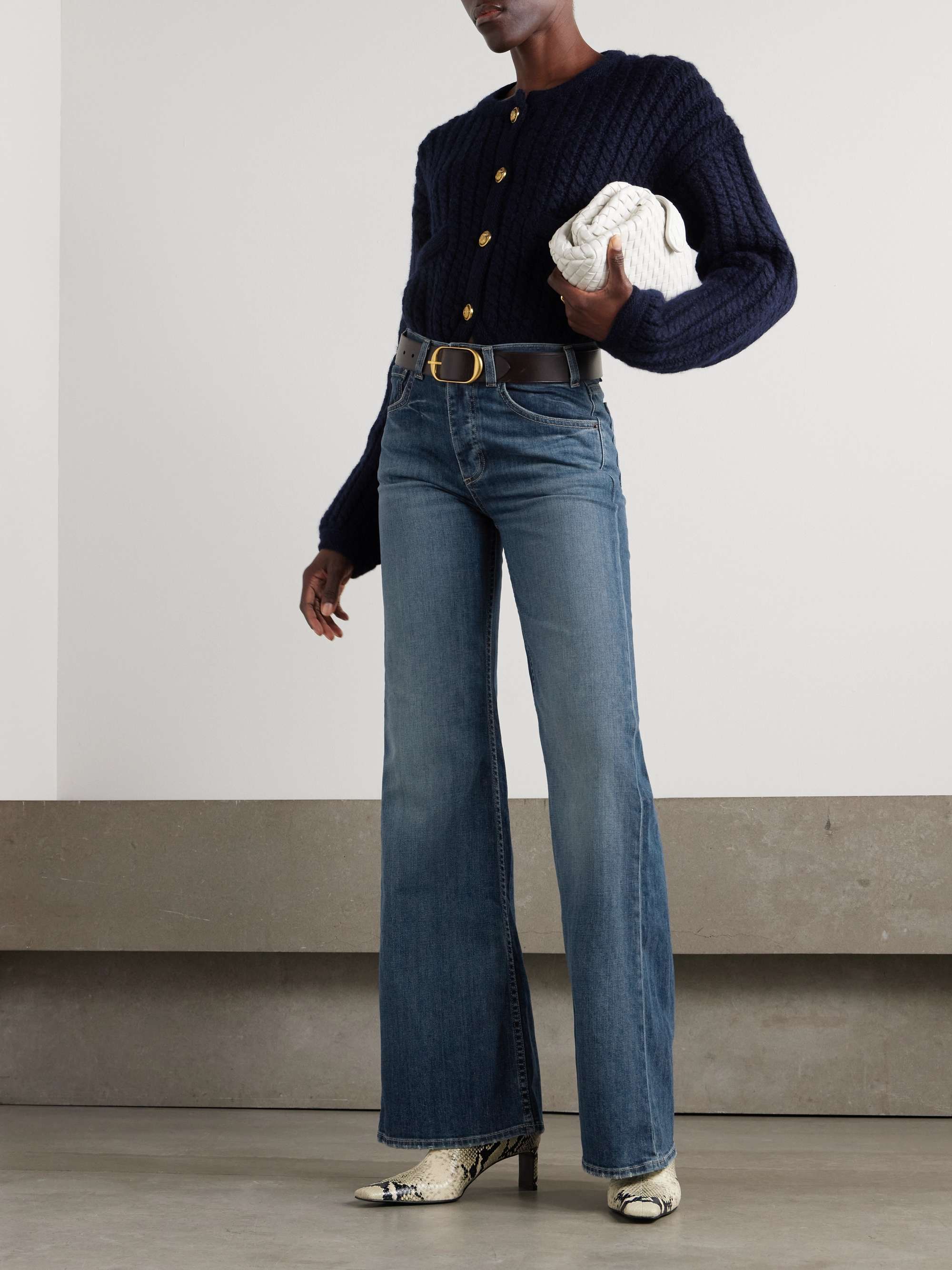 Terrell frayed high-rise straight-leg jeans view
