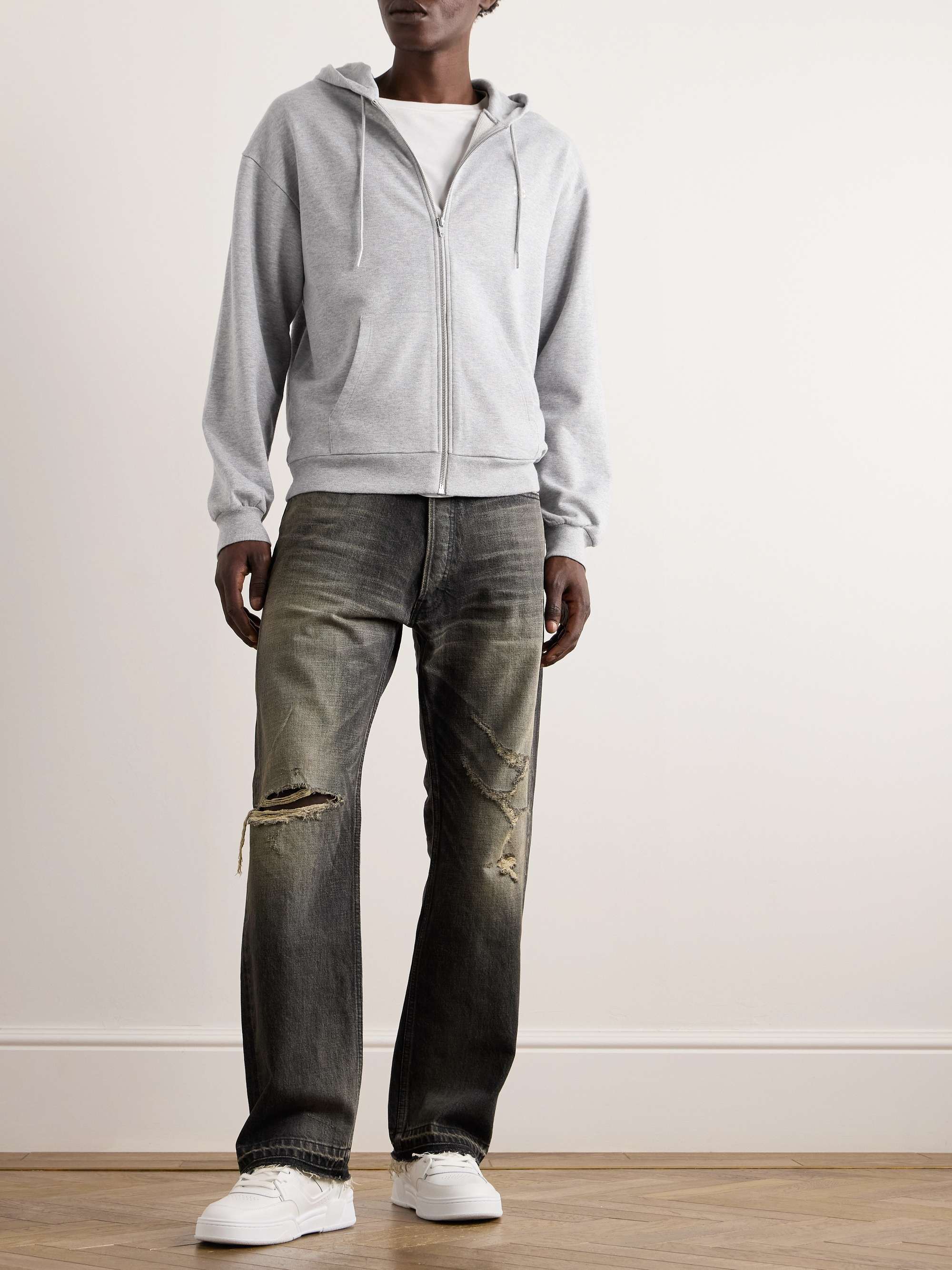 Logo-Embroidered Cotton and Cashmere-Blend Jersey Zip-Up Hoodie view