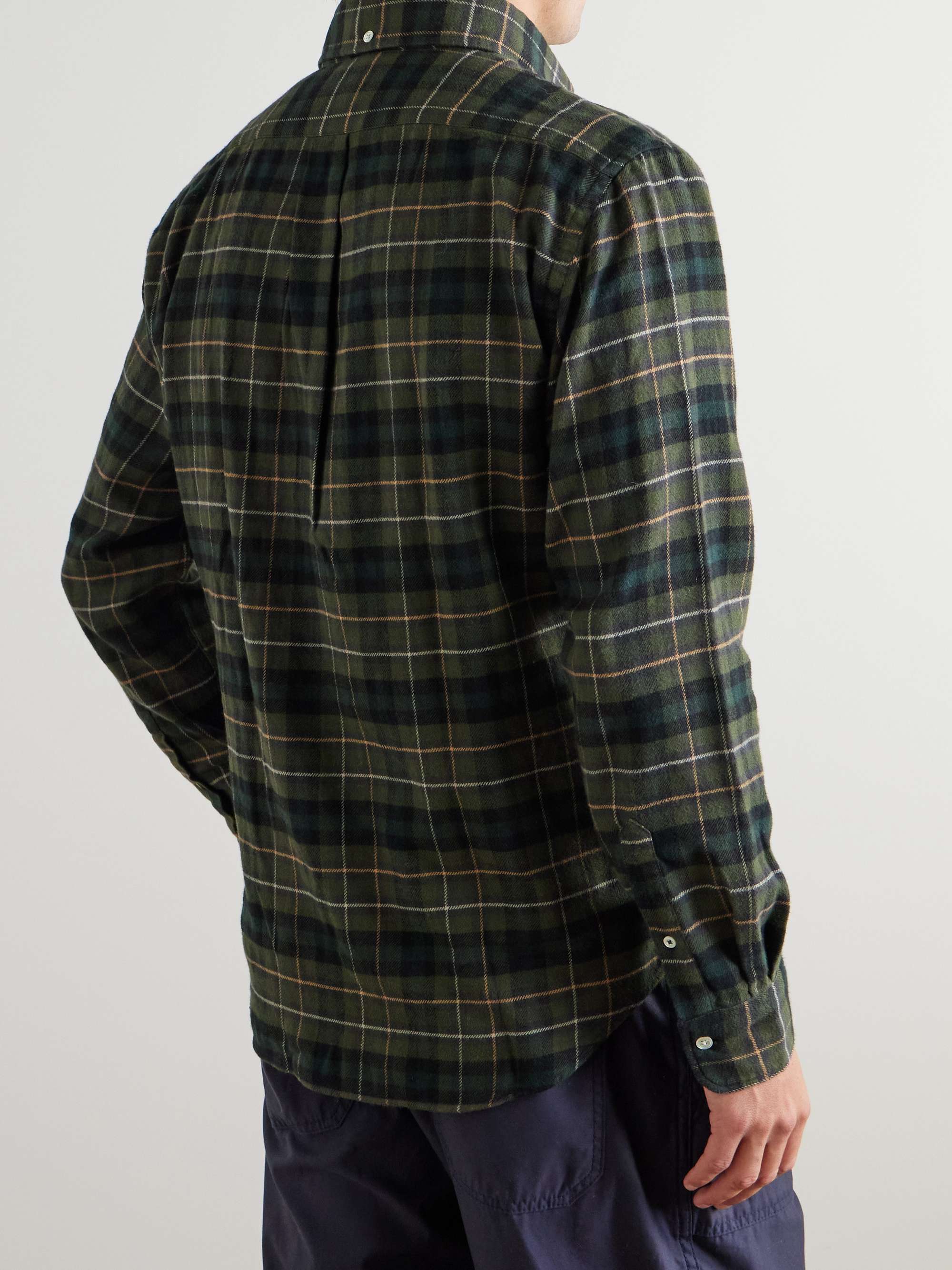 Pitt Button-Down Collar Checked Cotton-Flannel Shirt view