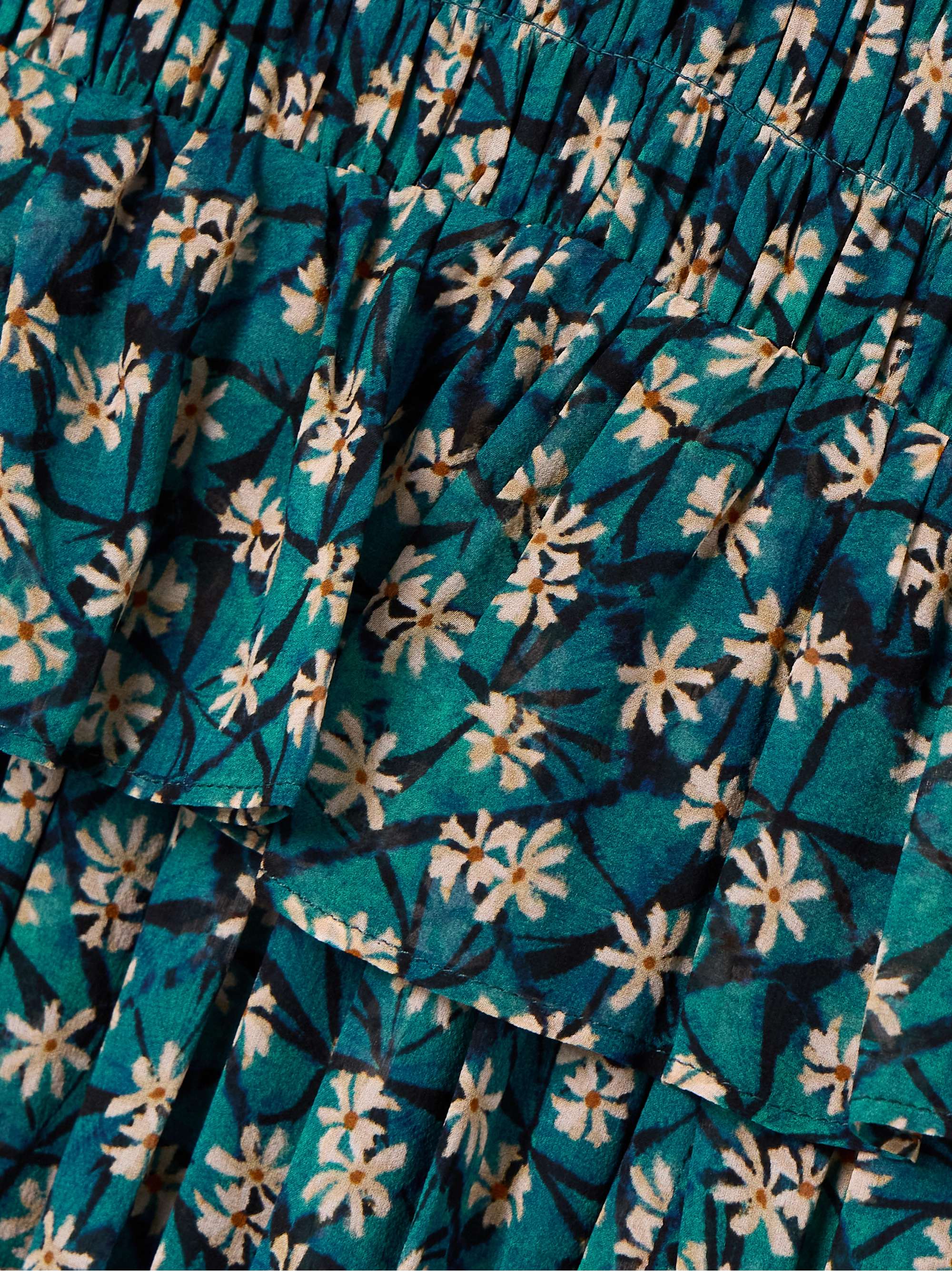 Adeline shirred floral-print silk crepe de chine midi dress view