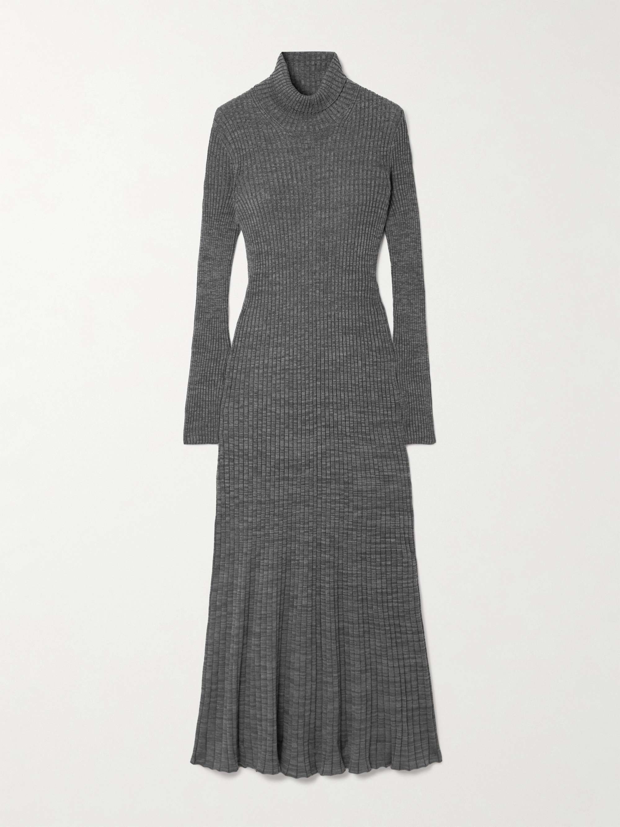 Ribbed wool turleneck midi dress view