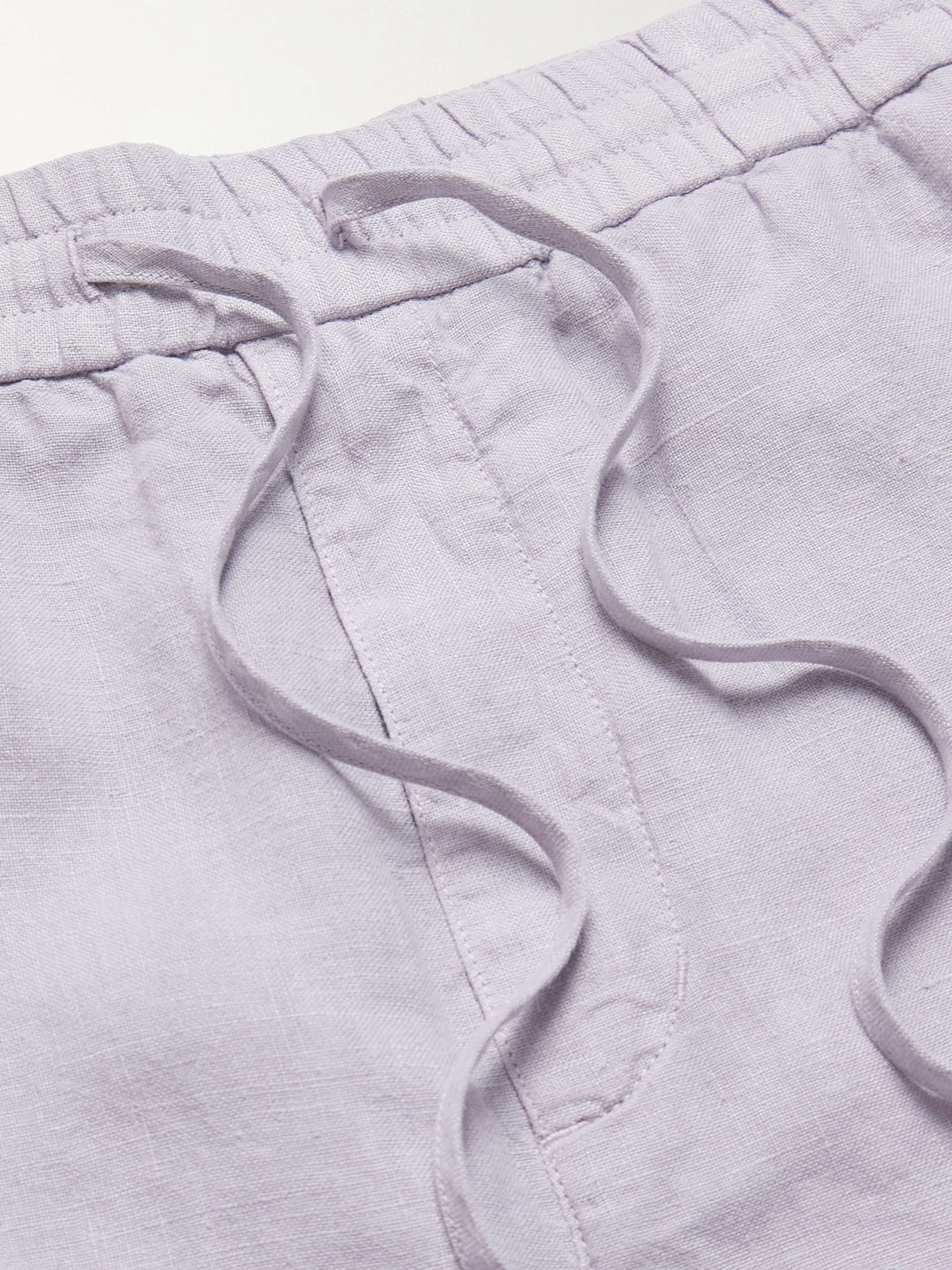 Edward Straight-Leg Garment-Dyed Linen Drawstring Trousers view