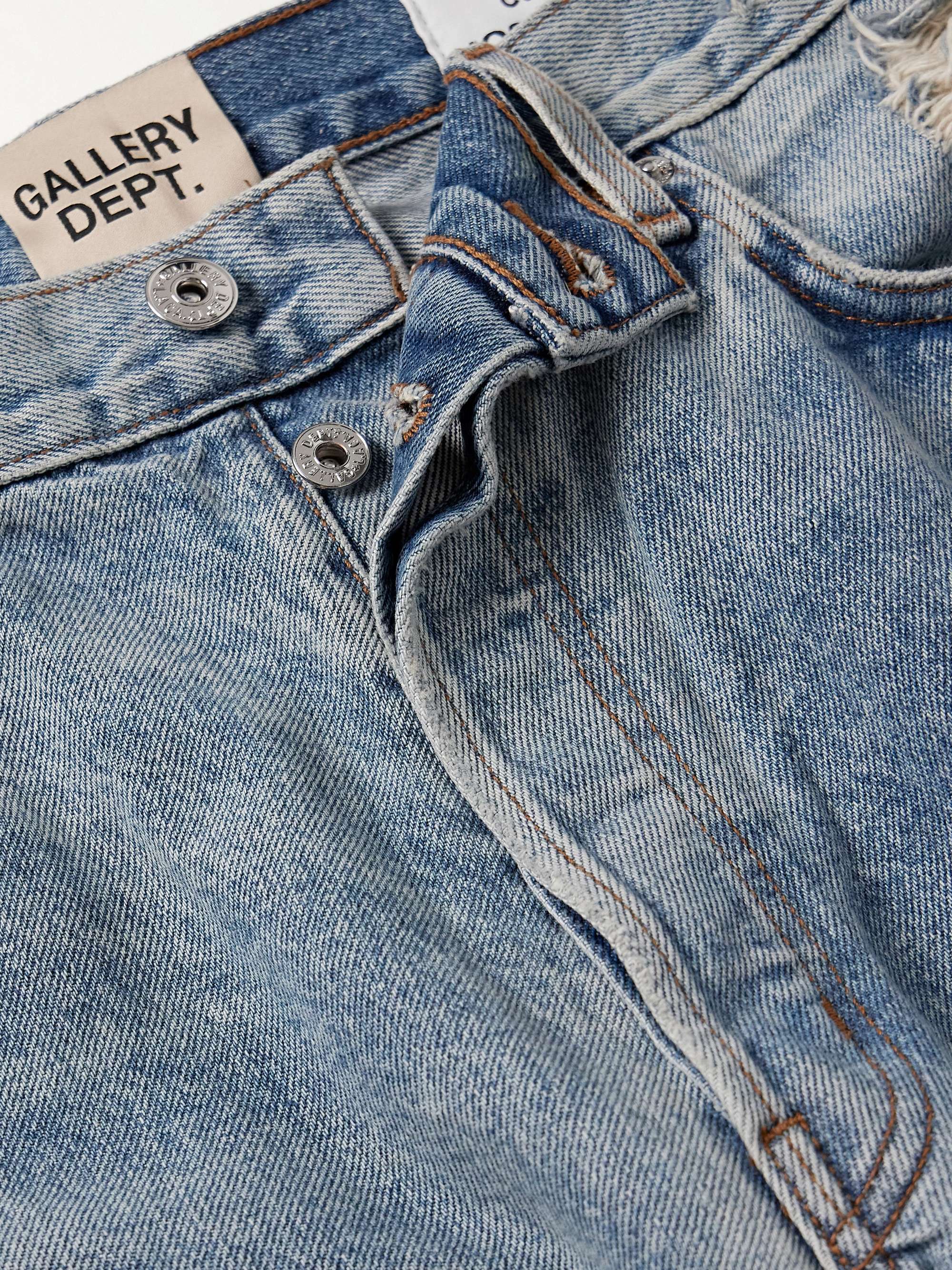 Cornell LA Slim-Fit Flared Distressed Leather-Panelled Jeans view
