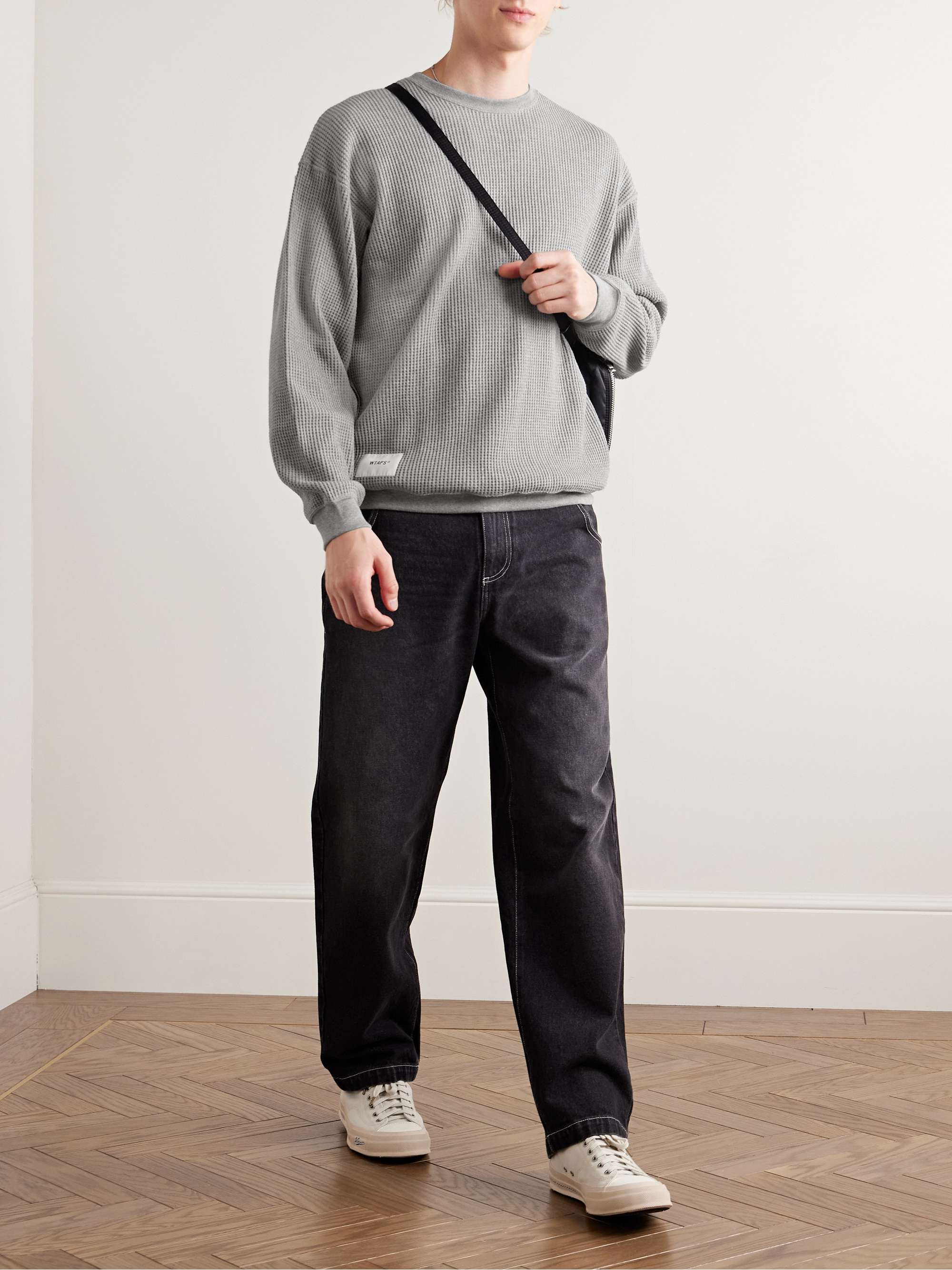 Logo-Appliquéd Waffle-Knit Cotton T-Shirt view