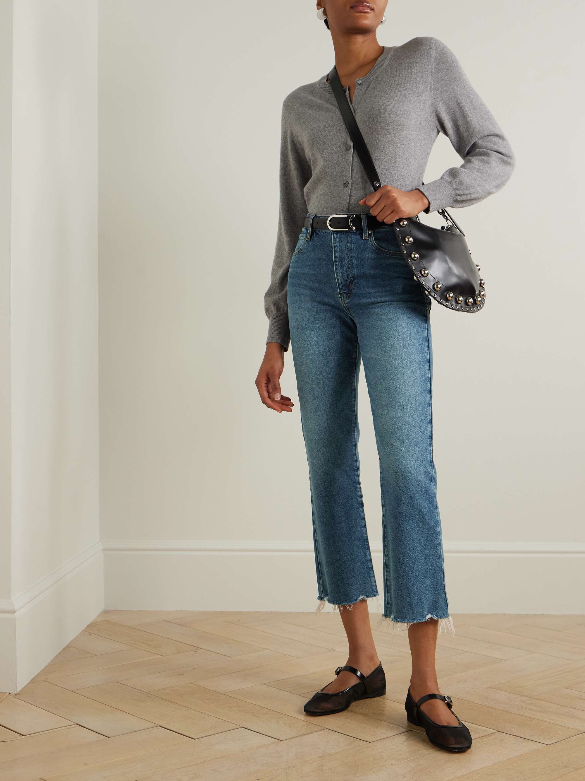 The Ruler Crop frayed high-rise slim-leg jeans view
