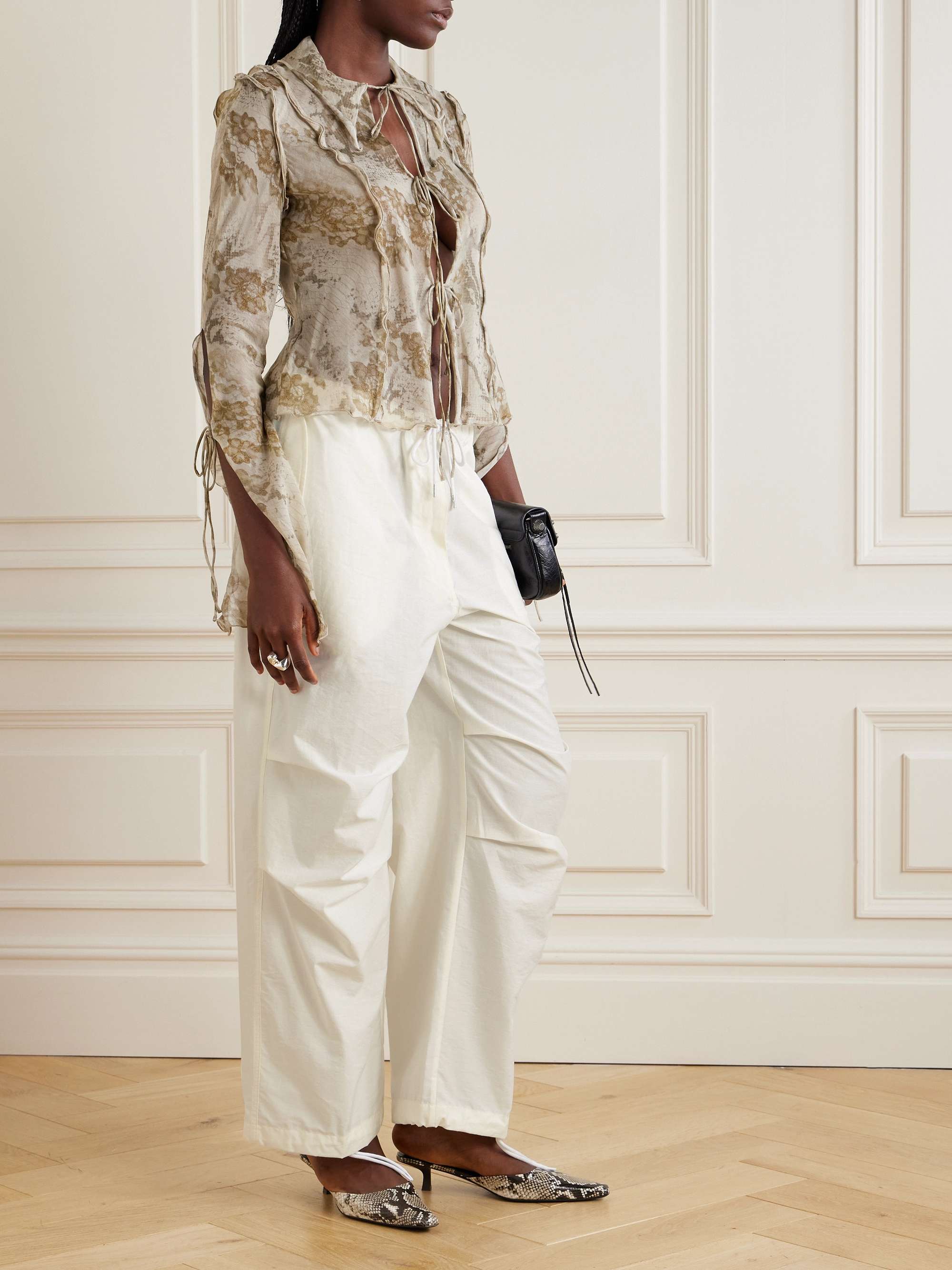 Cotton-blend wide-leg pants view
