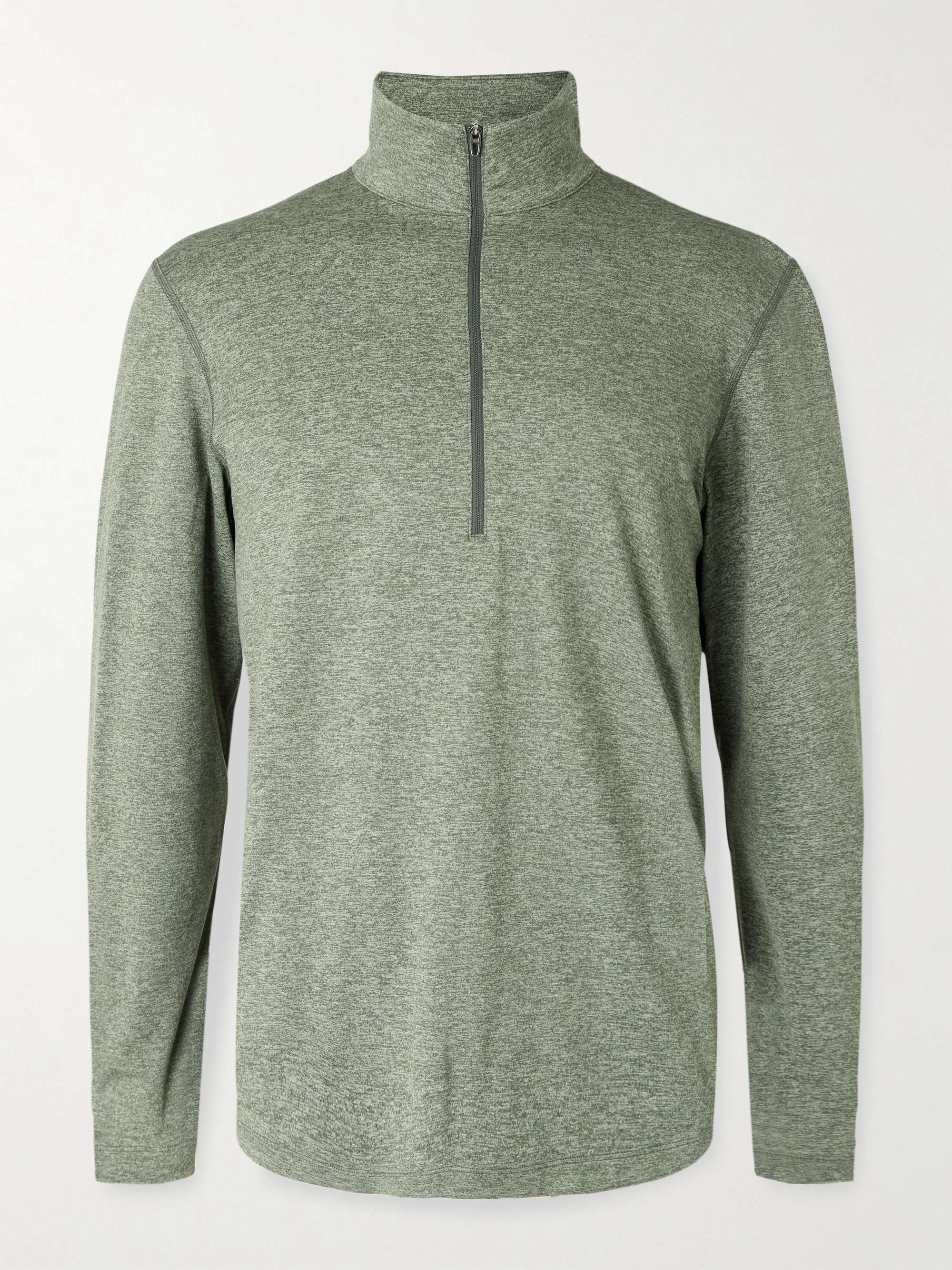 Slim-Fit Stretch Recycled-Jersey Half-Zip Top view