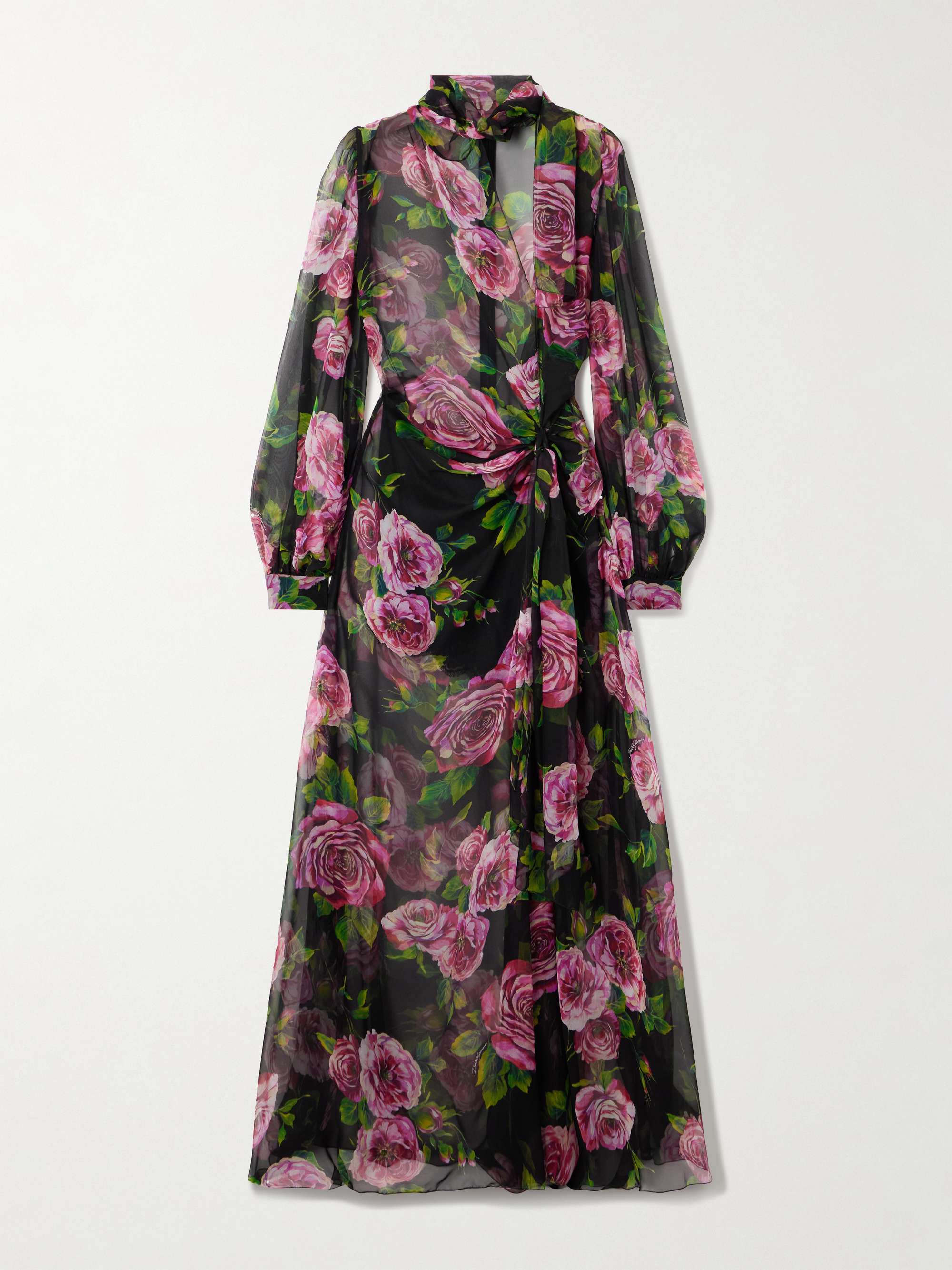 Pussybow wrap-effect floral-print silk-chiffon maxi dress view