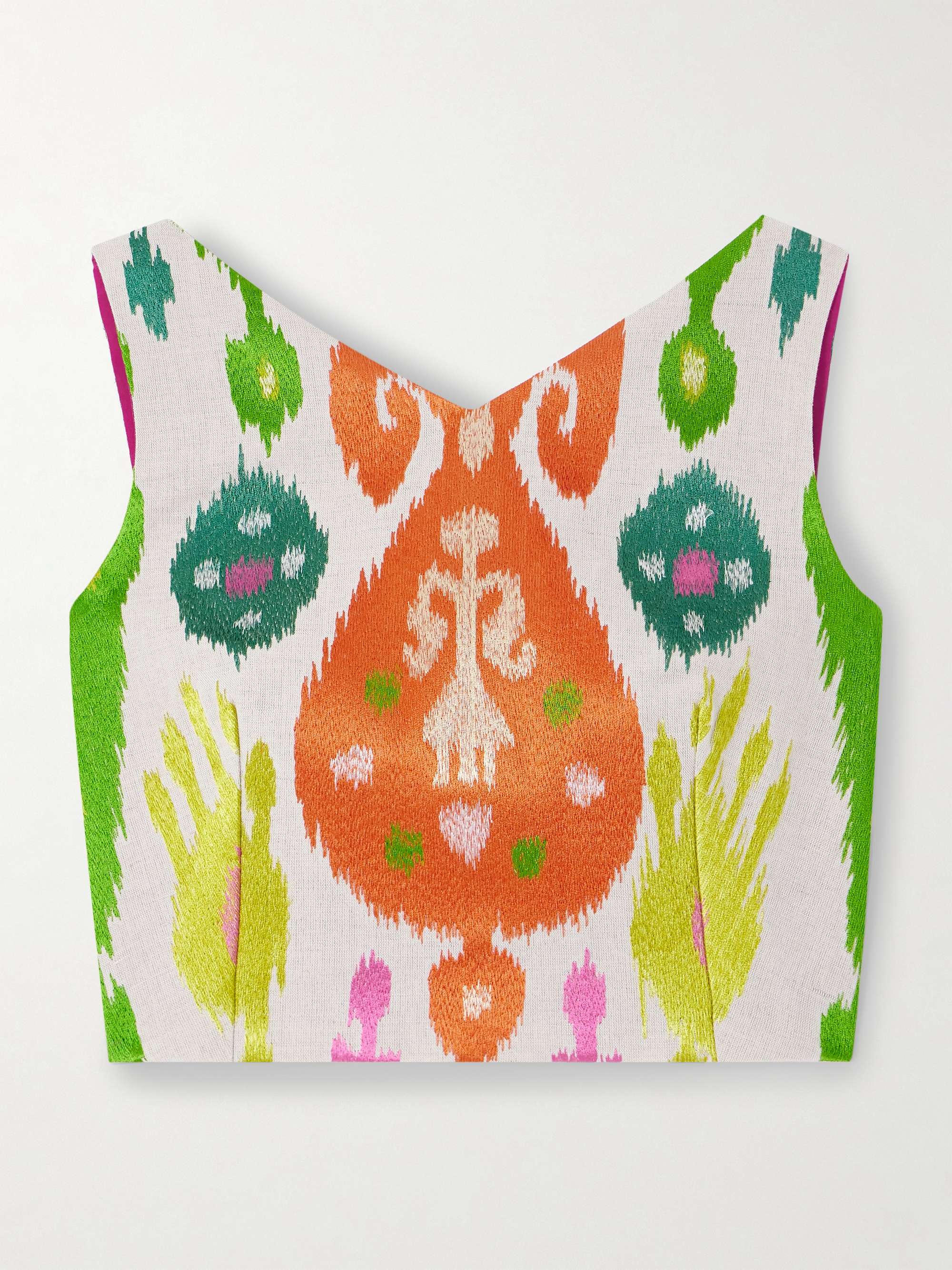Santorini cropped embroidered woven top view