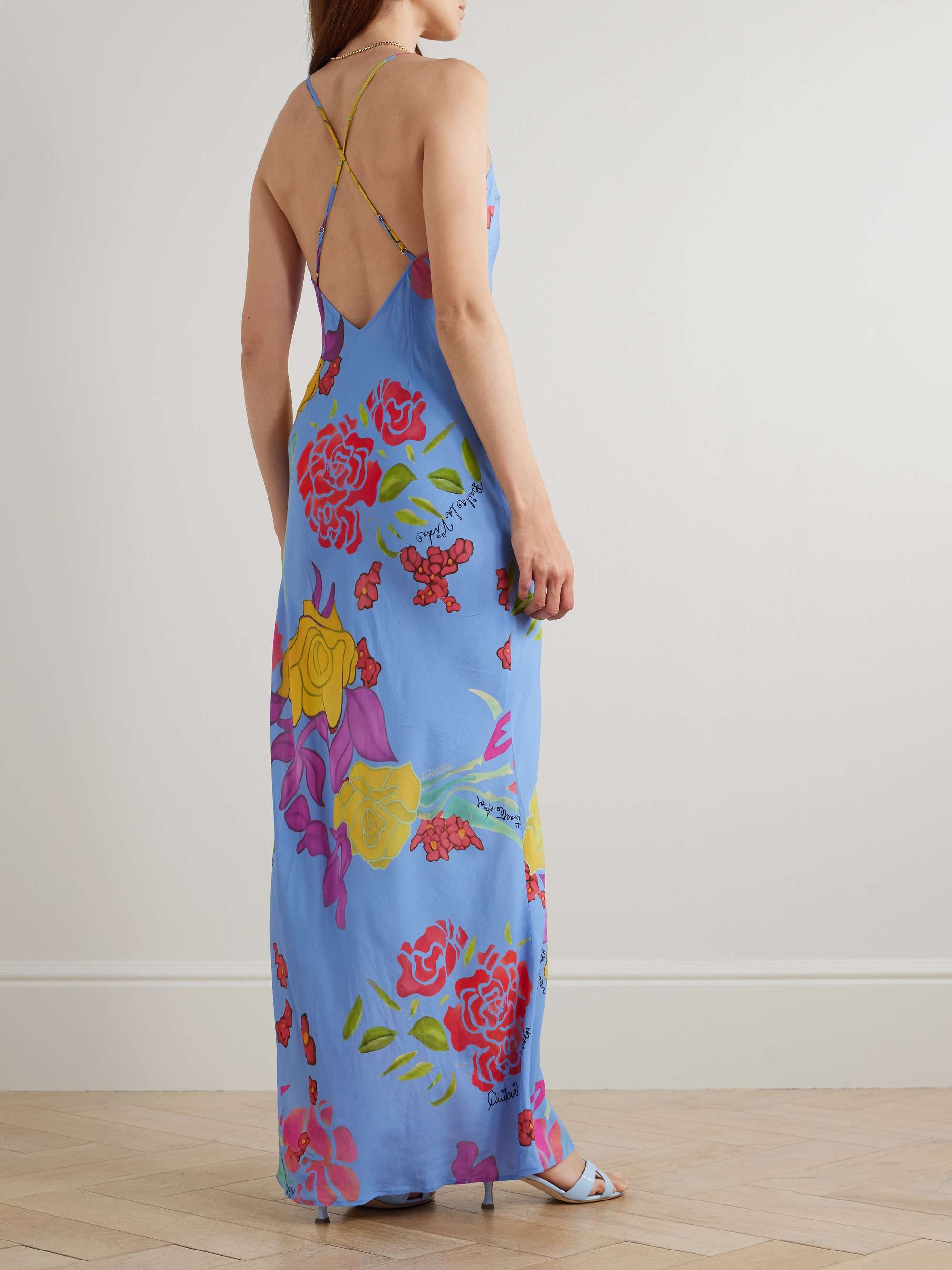 Cielo floral-print satin maxi dress view