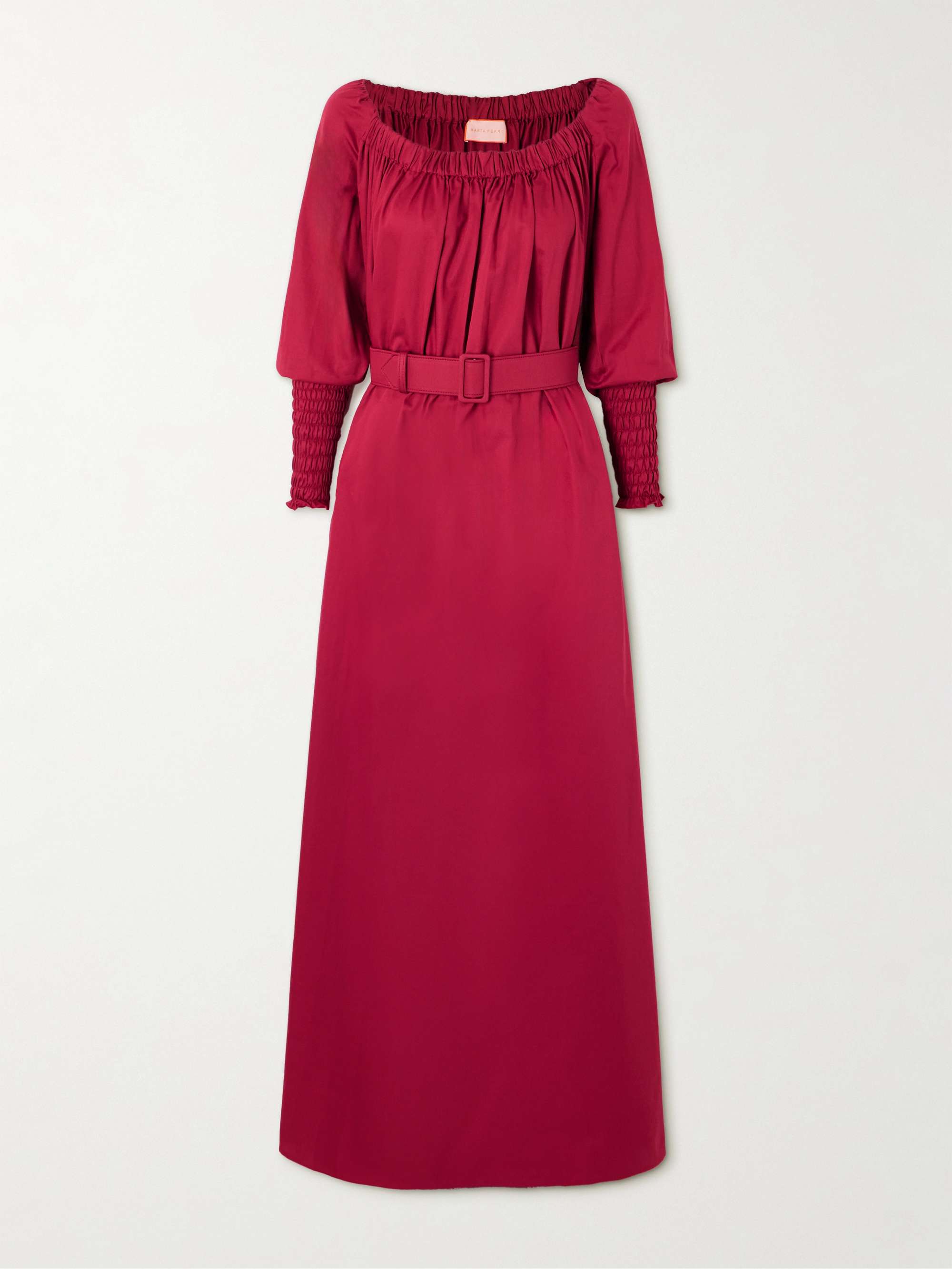 Noel belted gathered cotton-sateen maxi dress view
