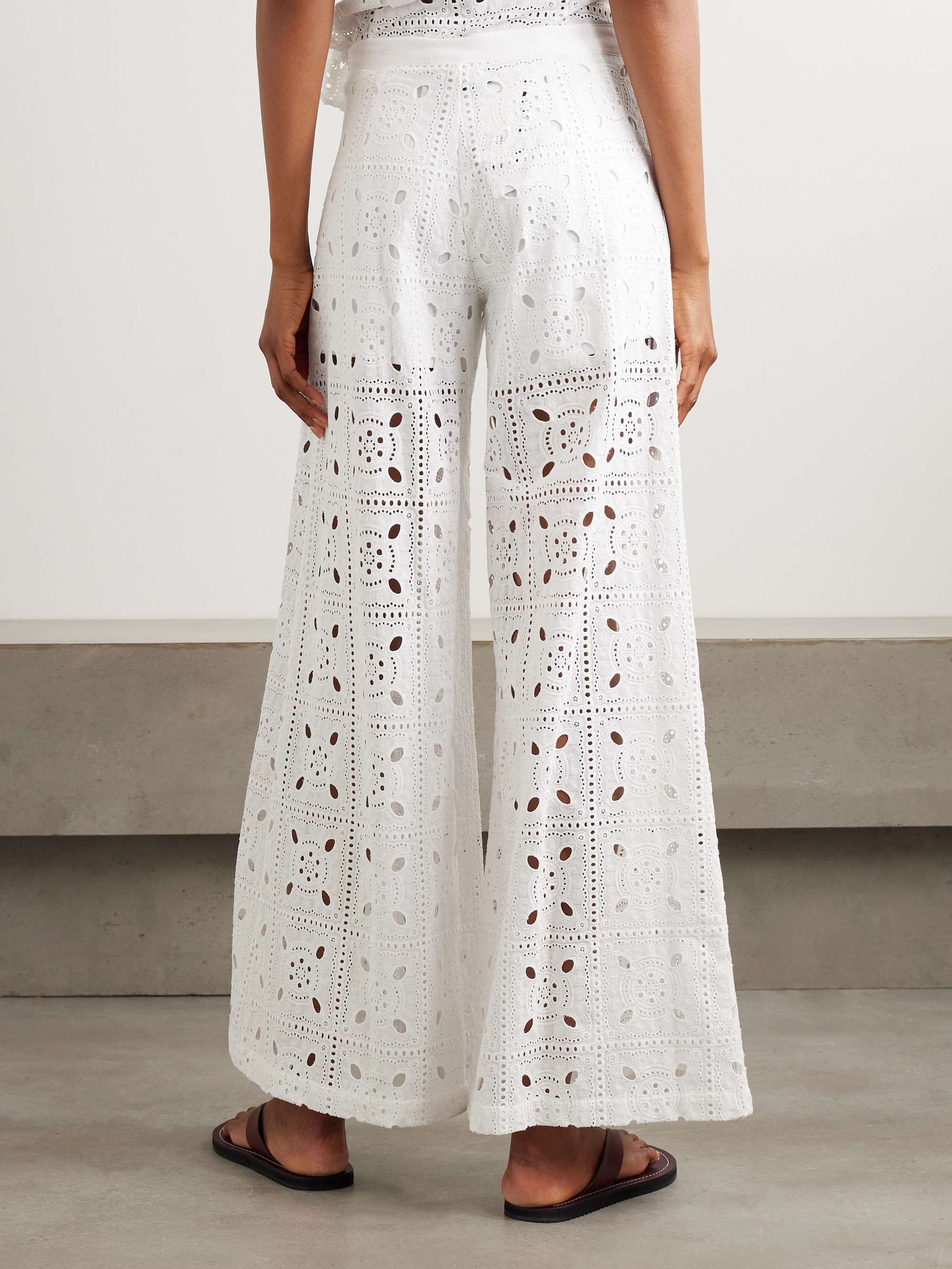 Lilly broderie anglaise cotton wide-leg pants view