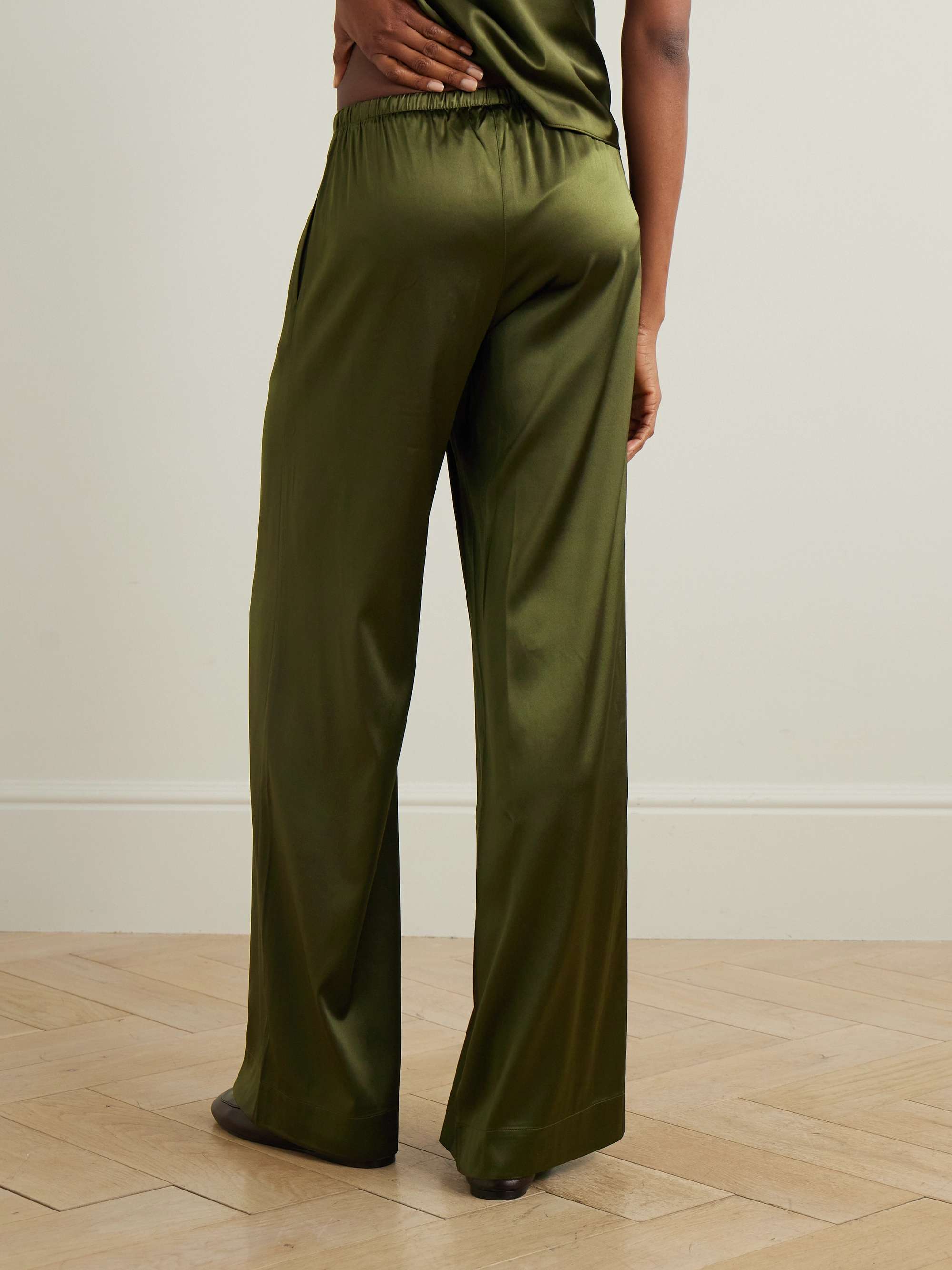 Brody silk-blend satin wide-leg pants view