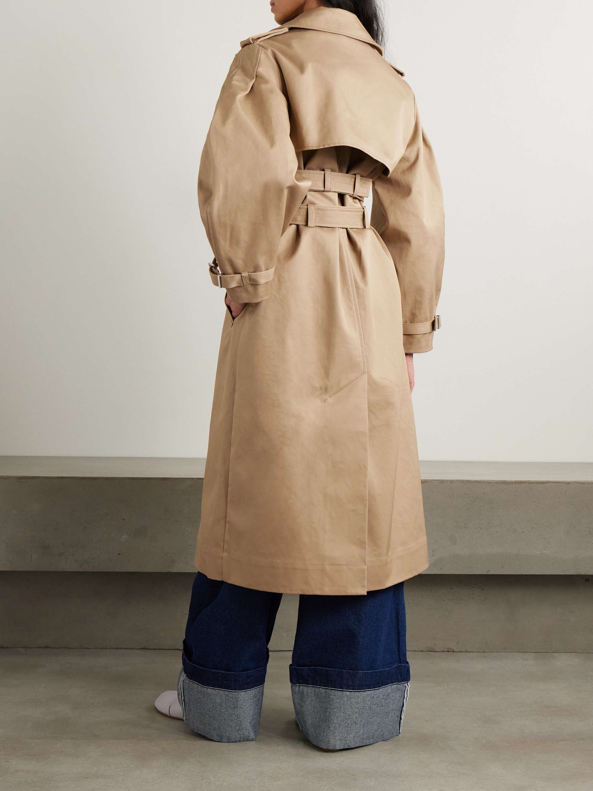 Belted bonded cotton-twill trench coat view