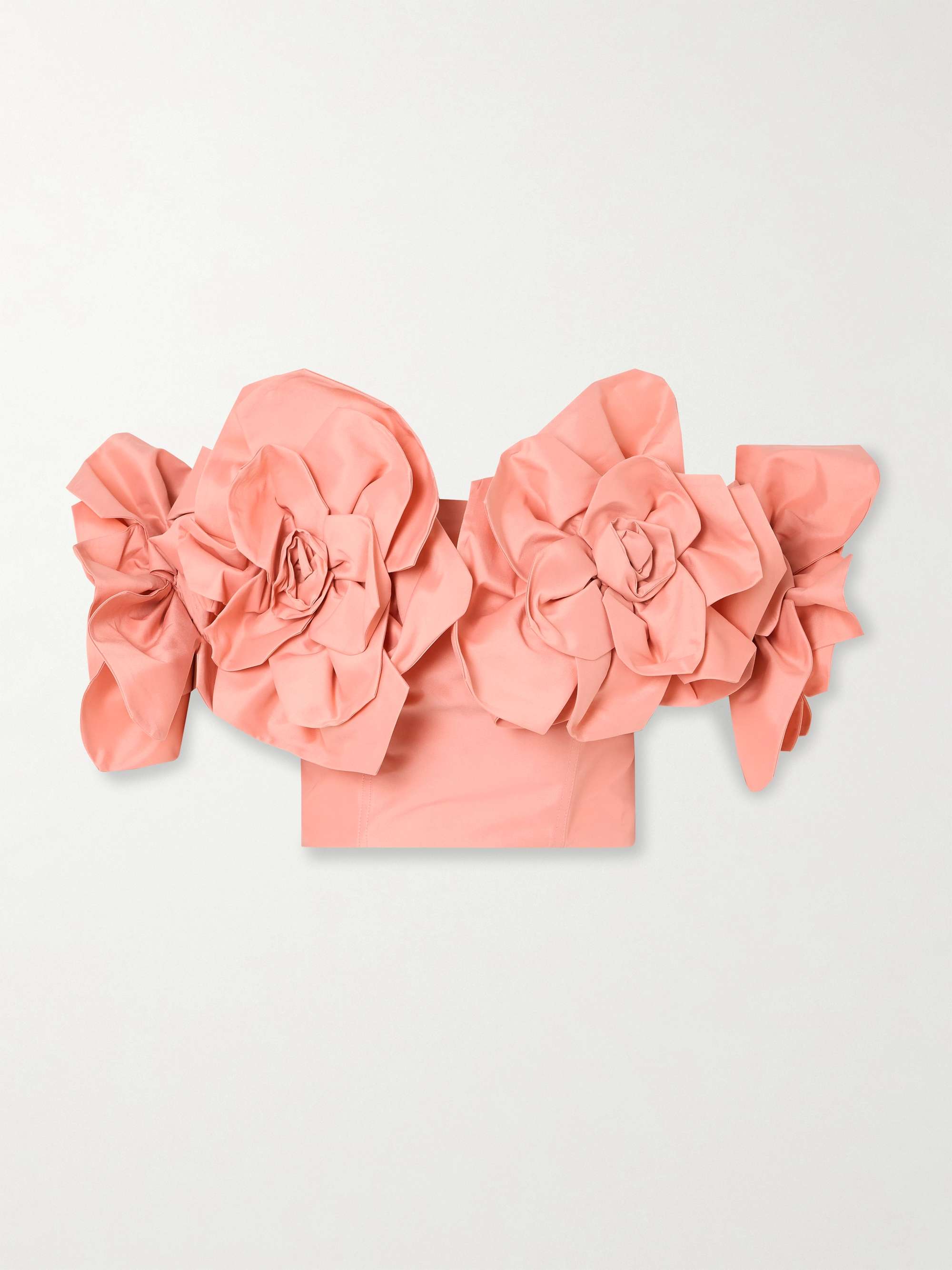 Etta appliquéd off-the-shoulder taffeta cropped top view