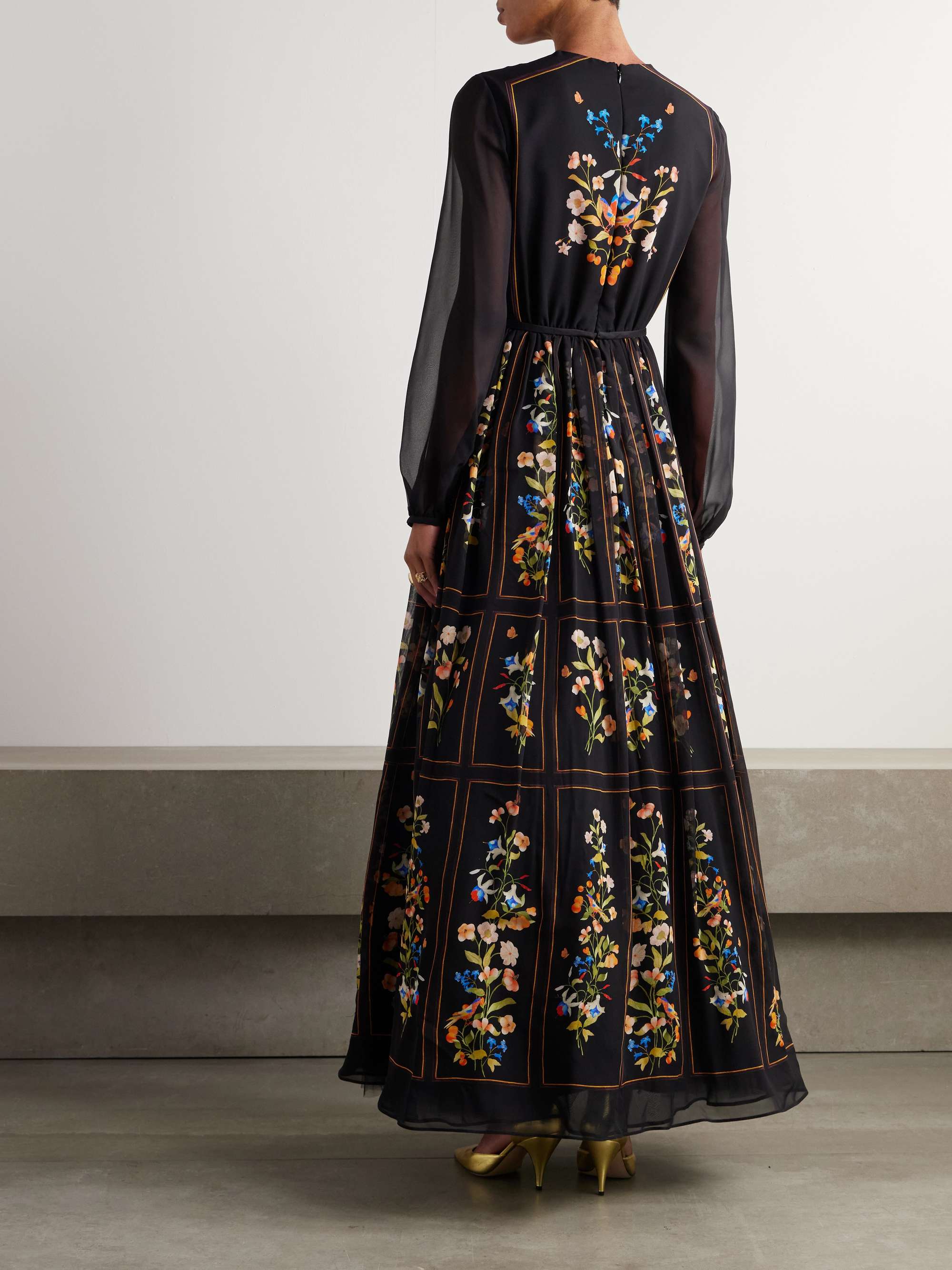 Belted printed silk-georgette maxi dress view