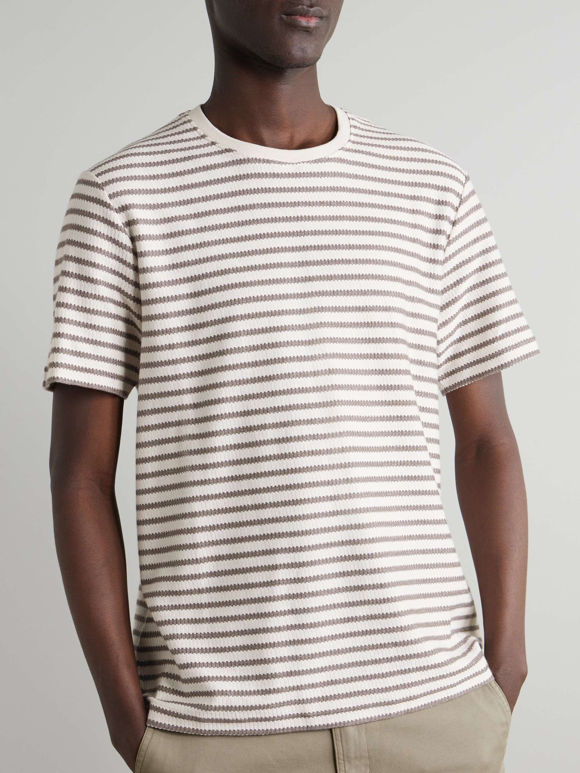 Striped Ribbed Cotton-Jersey T-Shirt view