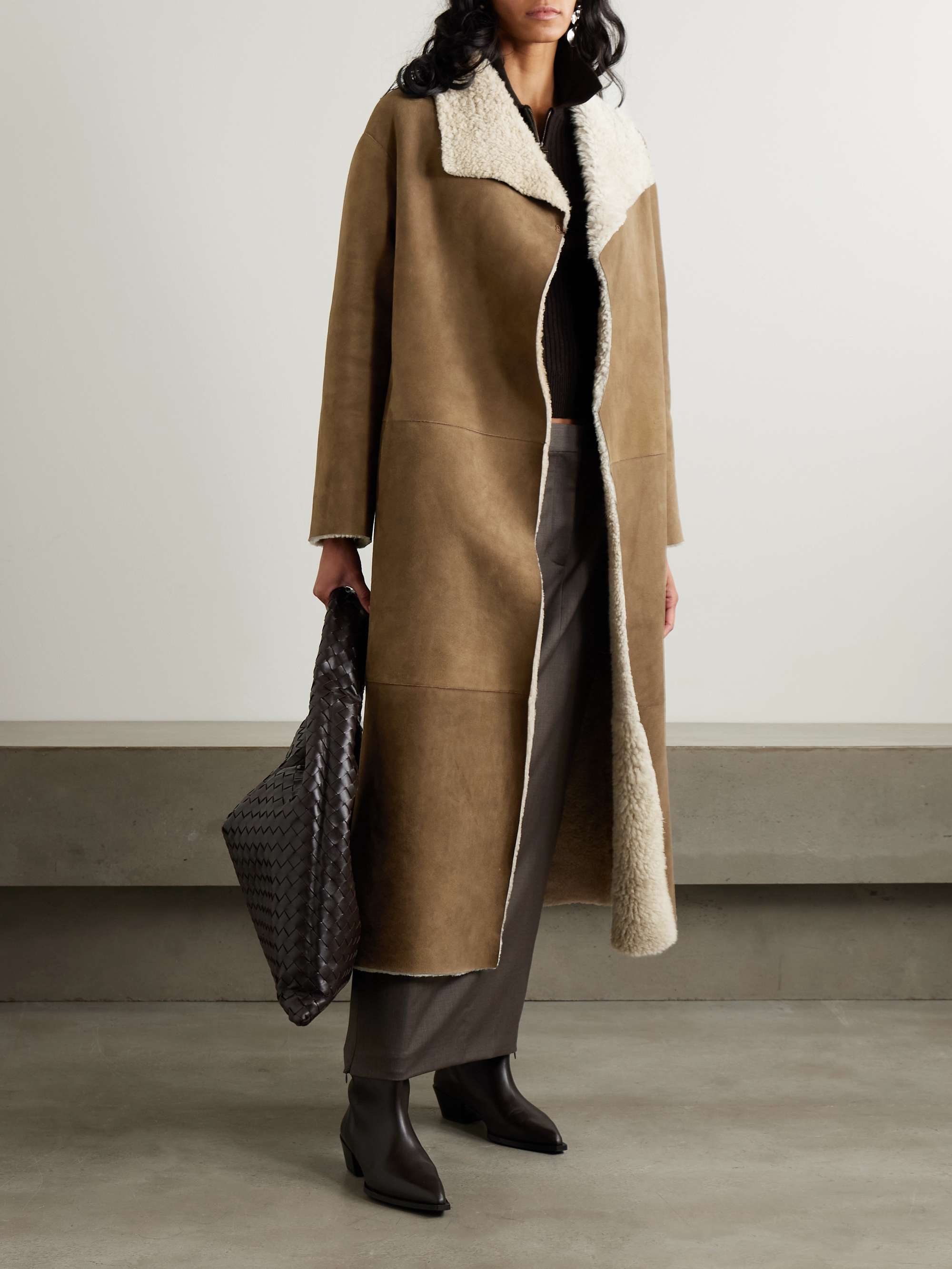 Asymmetric shearling coat view