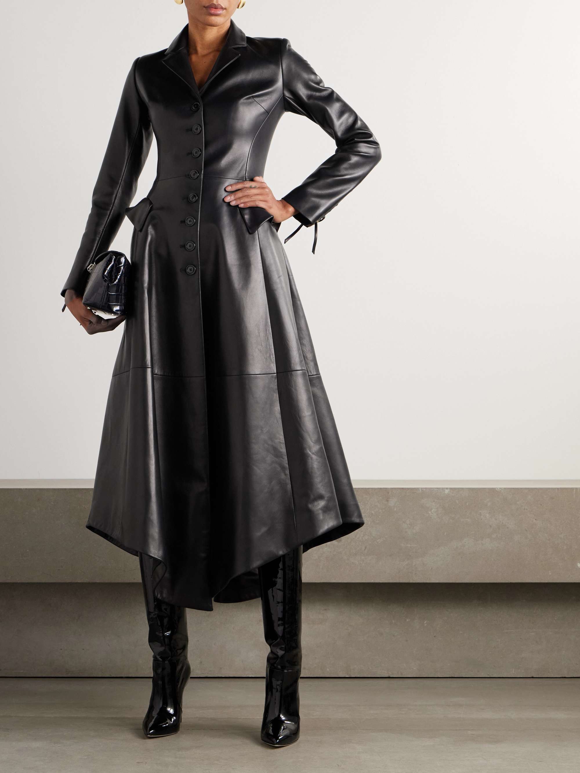Rossetto asymmetric lace-up leather coat view